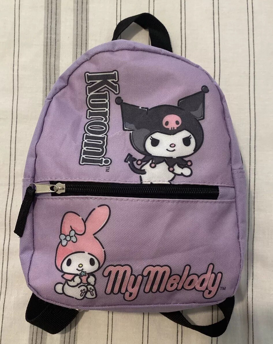 Sanrio My Melody and Kuromi Mini Backpack Purple 10 Inch Zip Around Nylon