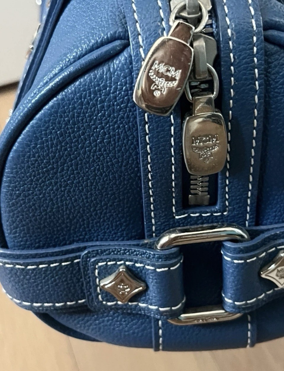 AUTH MCM PAPILLON WOMEN HANDBAG BLUE