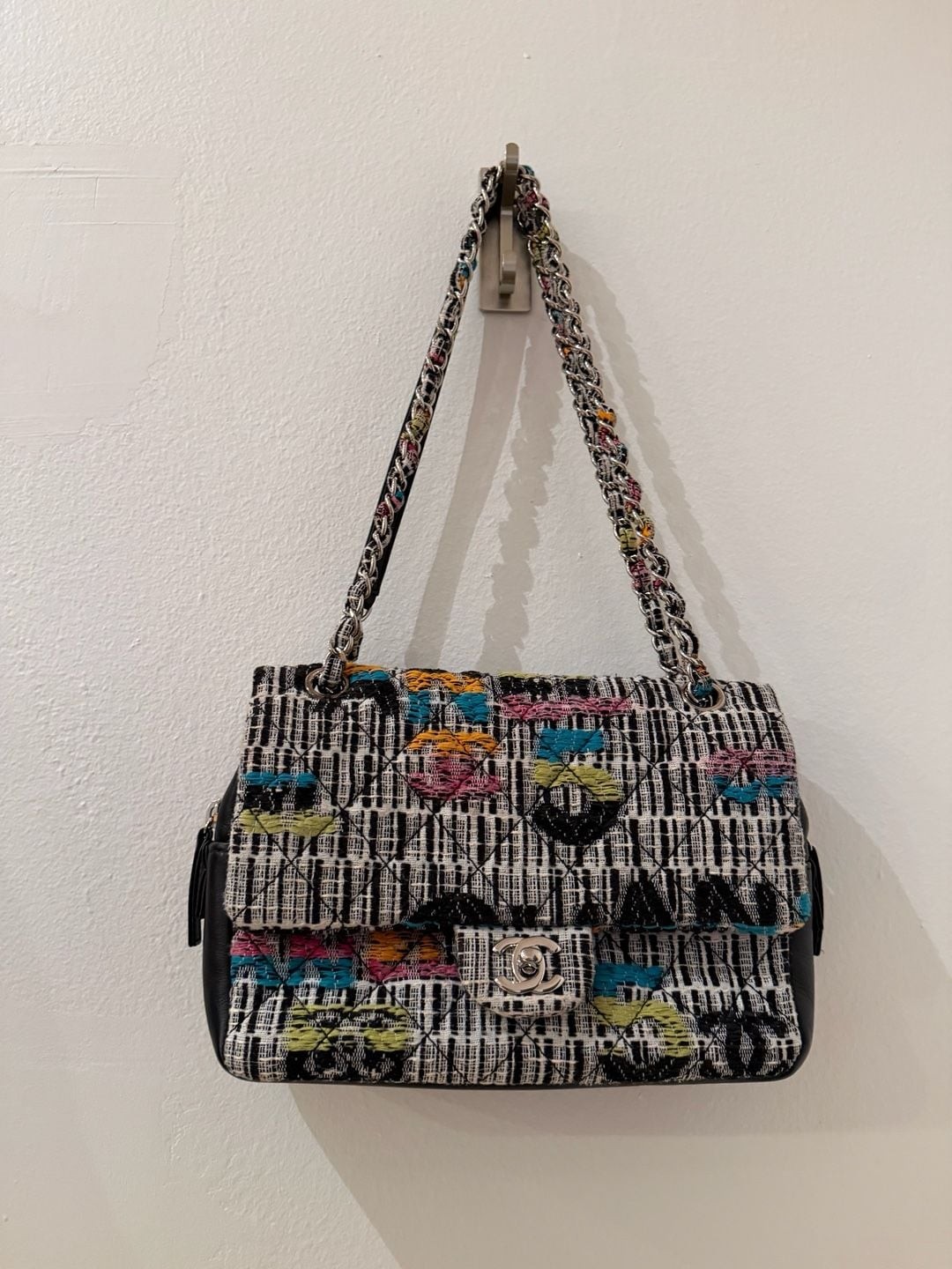 Chanel 2015/16 Easy Fantasy Flap Bag in Black Quilted Leather and Multicolour Tw