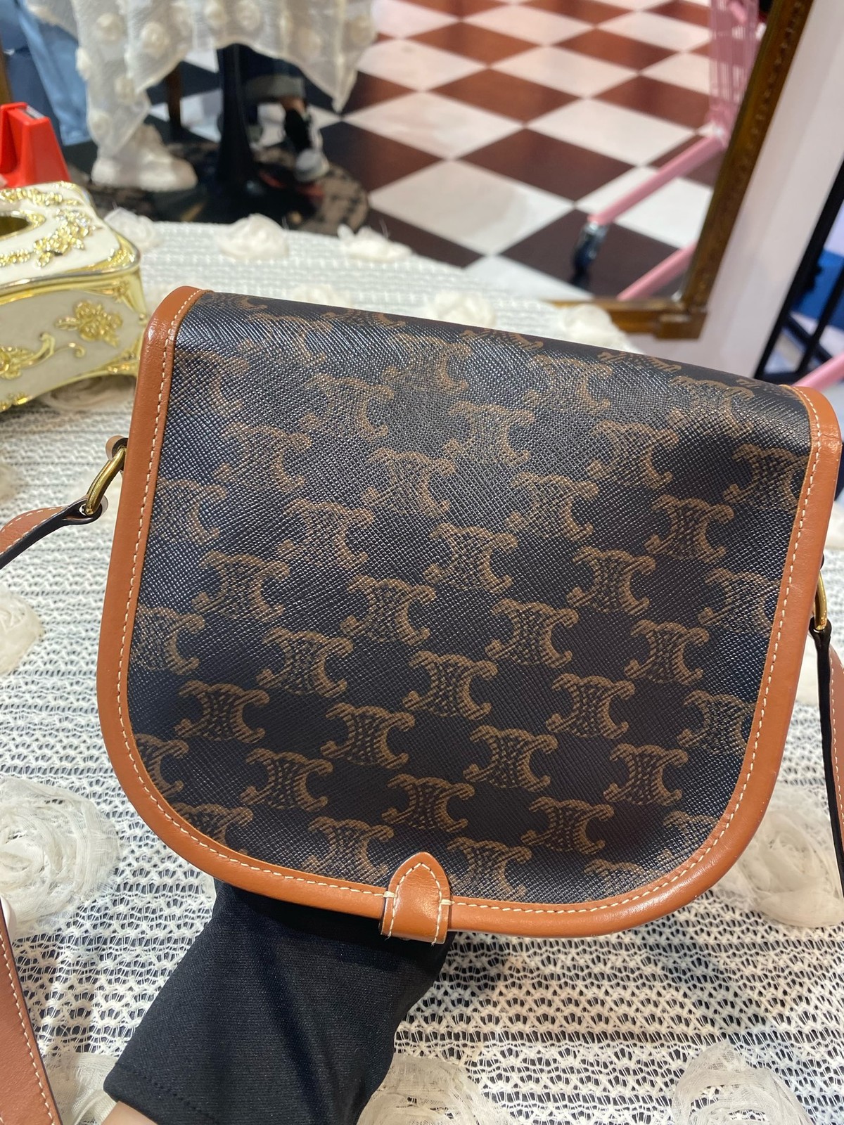 Celine Pre-Owned Authentic Saddle Bag Monogram Free Tracked Shipping