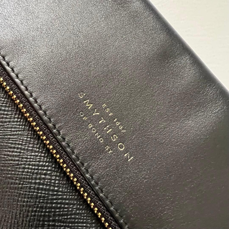 SMYTHSON Panama Leather Crossbody Bag in Black [VG Condition] Limited From JAPAN