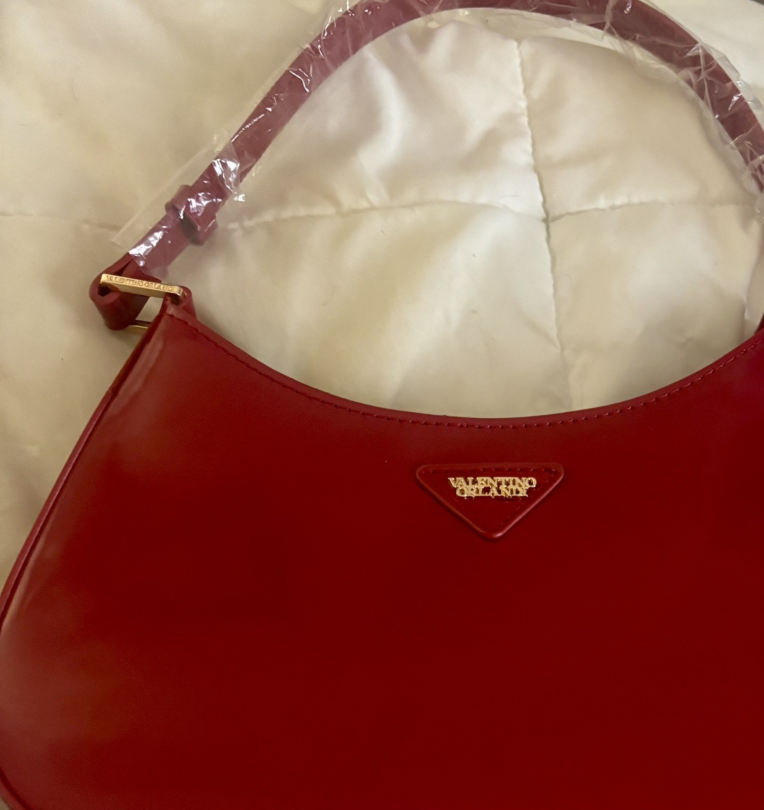 VALENTINO ORLANDI Red Angel Quilted Bag Purse Crossbody Vegan Leather New NWT