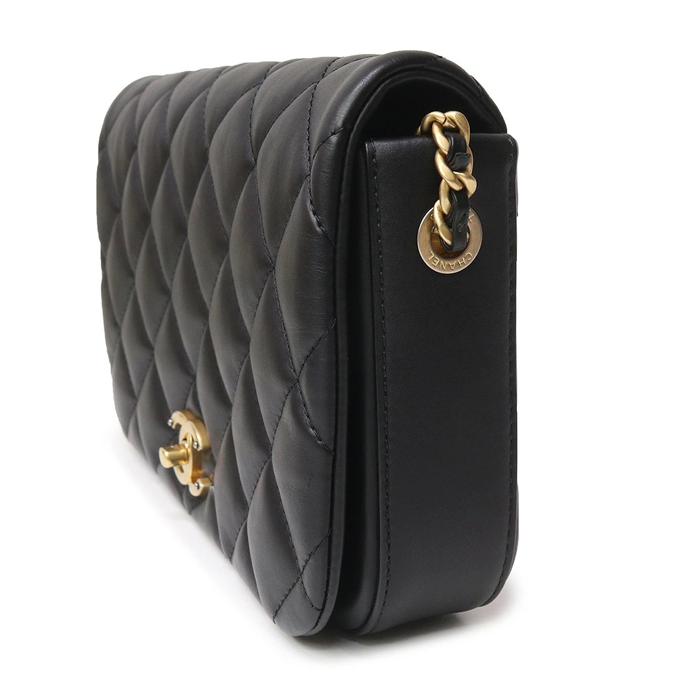 Chanel Matelassé Classic Season Full Flap Chain Black Shoulder Bag #BCB207