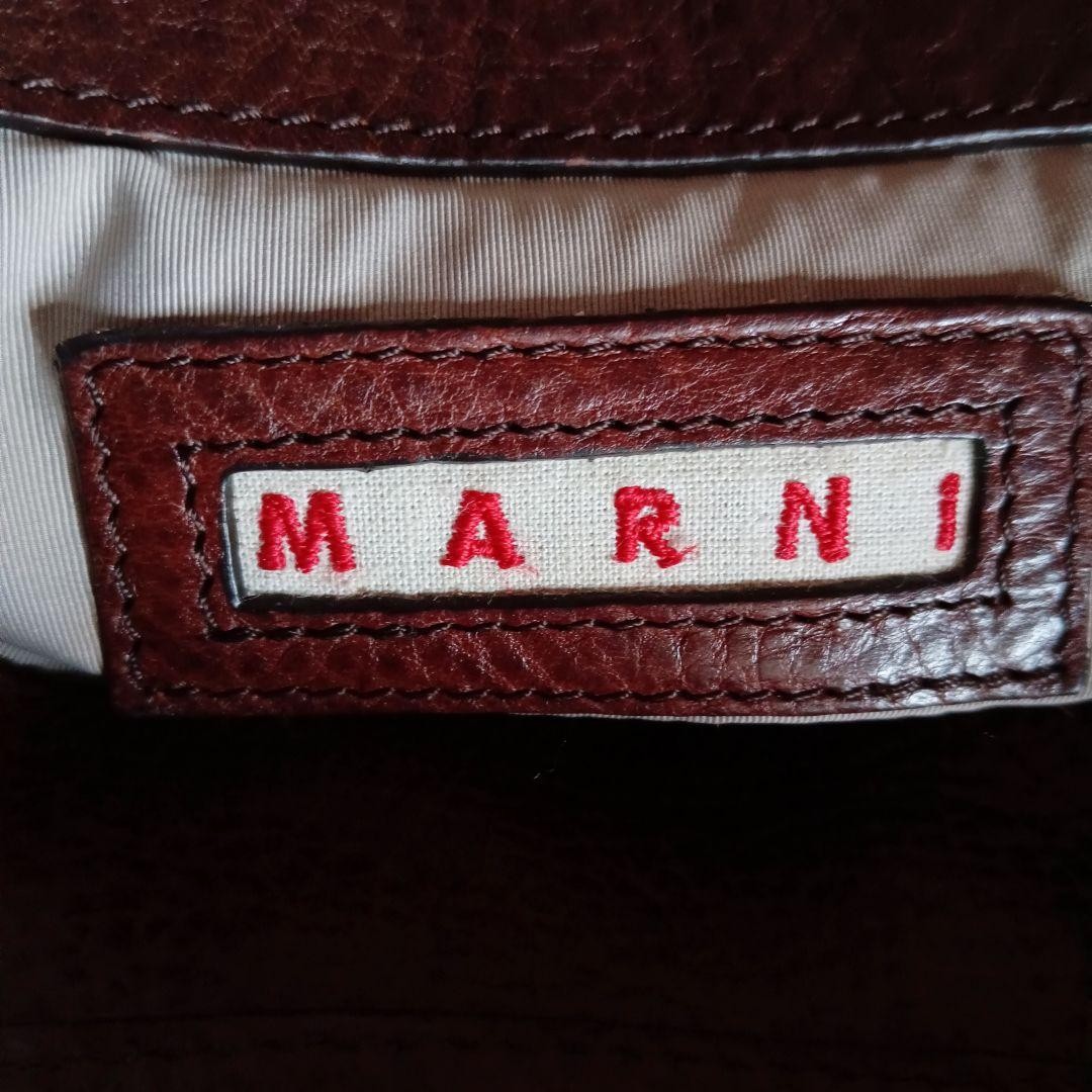 Marni Balloon 2-Way Shoulder Bag Leather Bronze Brown Handbag 15.4×11.8×5.9 in