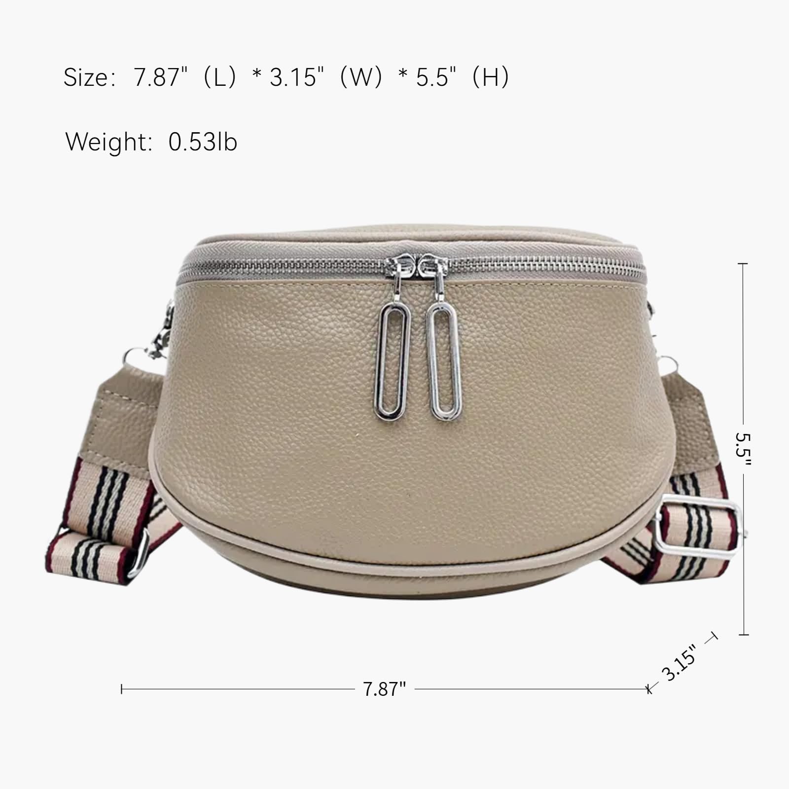 Khaki Genuine Leather Fanny Pack Minimalist Crossbody Sling Chest Bum Bag
