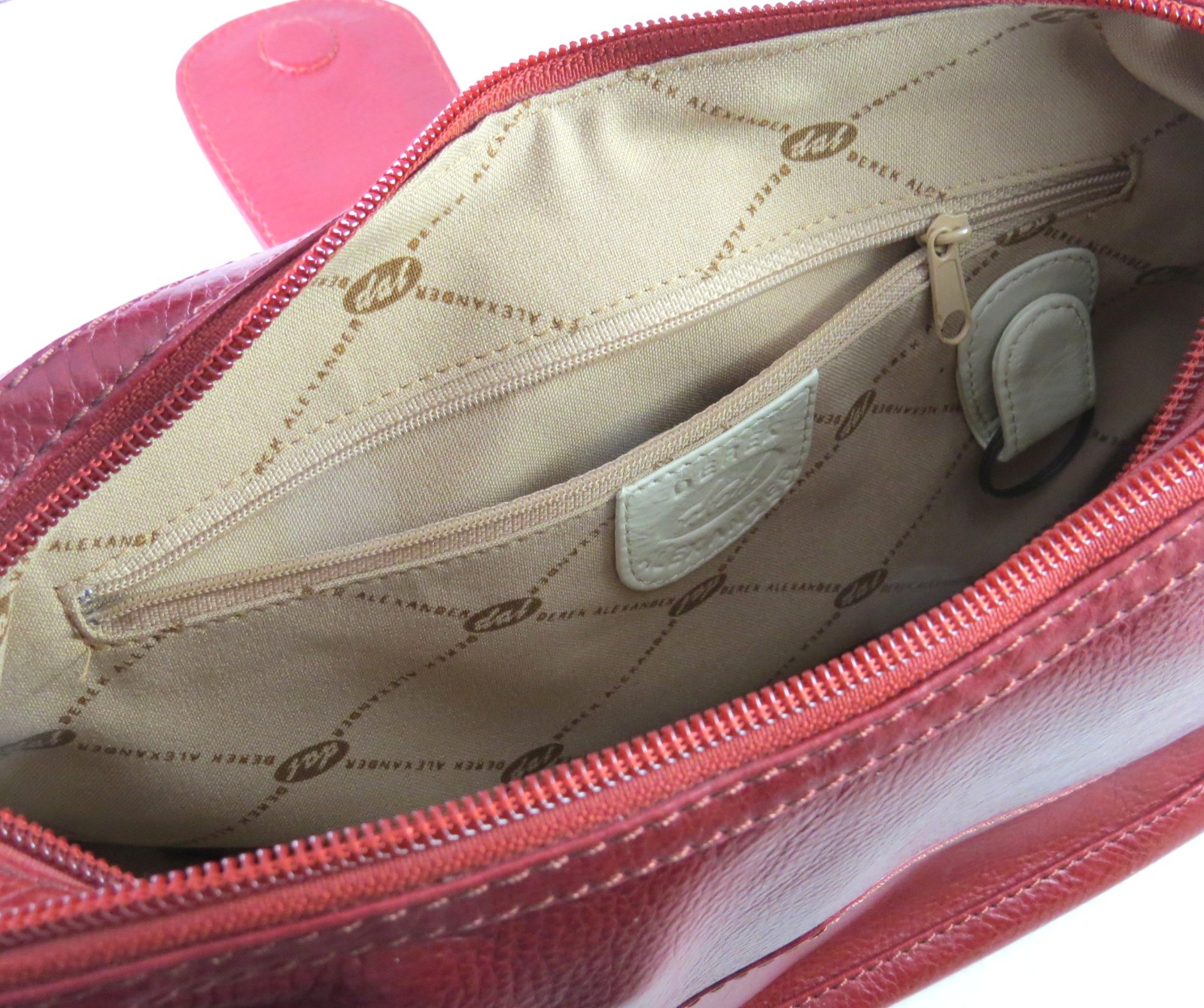 Derek Alexander Purse, Short Shoulder Bag, Deep Red Leather Organizer NWT, 1442