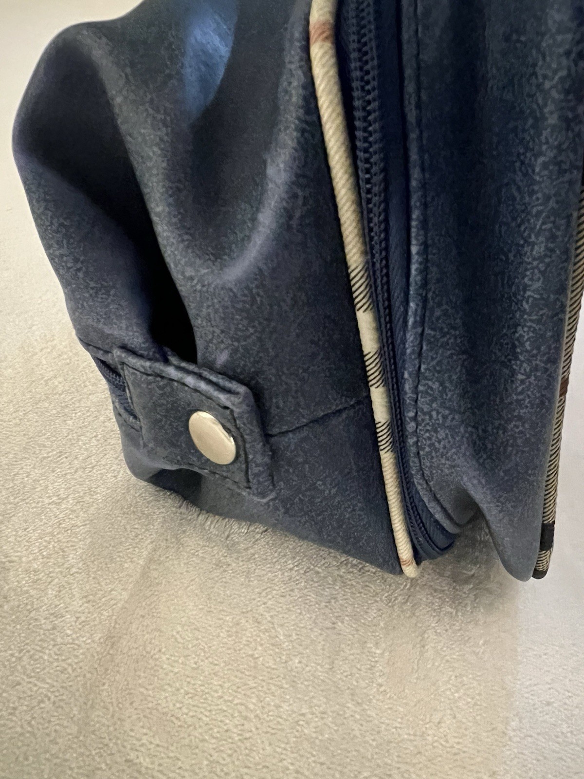 Burberry Fragrance Navy Nova Check Pouch Bag Vanity Bag Double Stack/ Rare