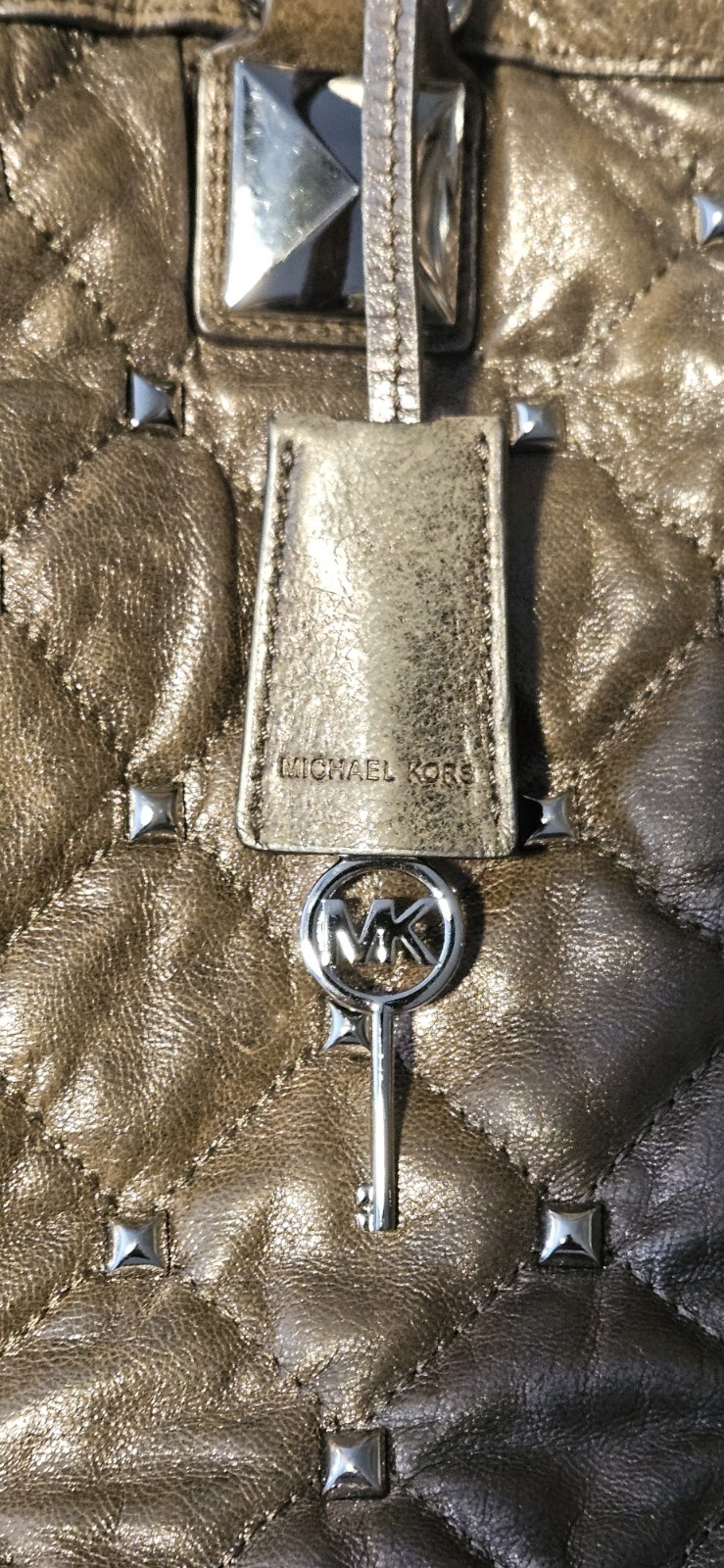 Michael Kors Hamilton Antique Gold Quilted Leather Large Ladies Crossbody Bag