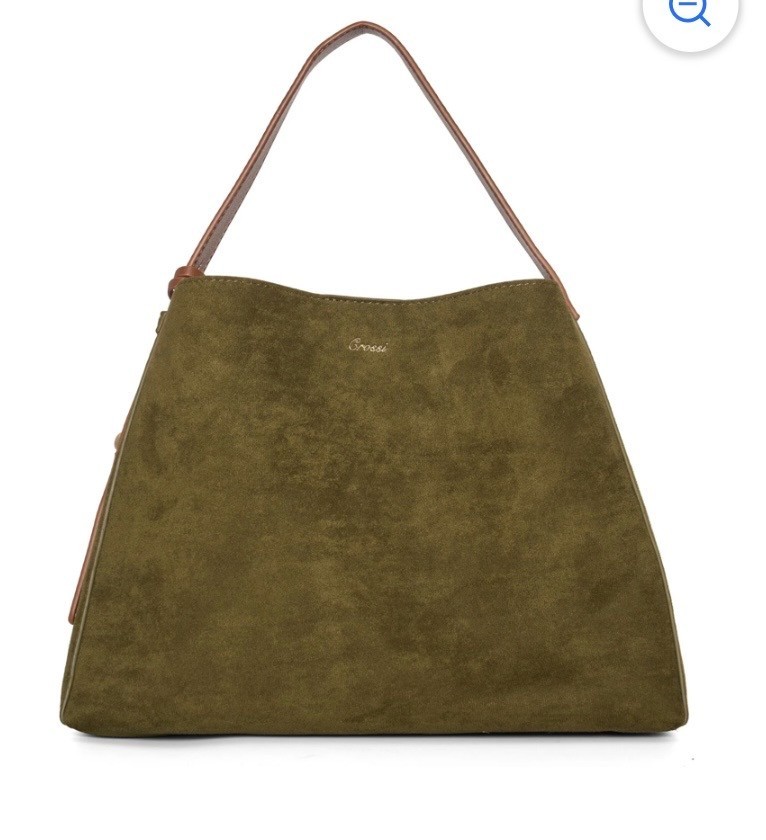 Like Dreams Women’s Adjustable Top Handle Solace Suede Bag Olive Green Gold