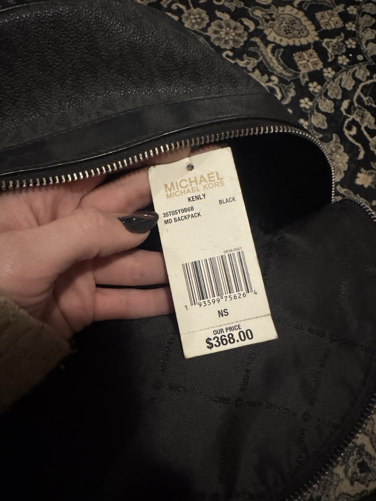 Michael Kors Black Monogram Logo Medium Kenly Backpack