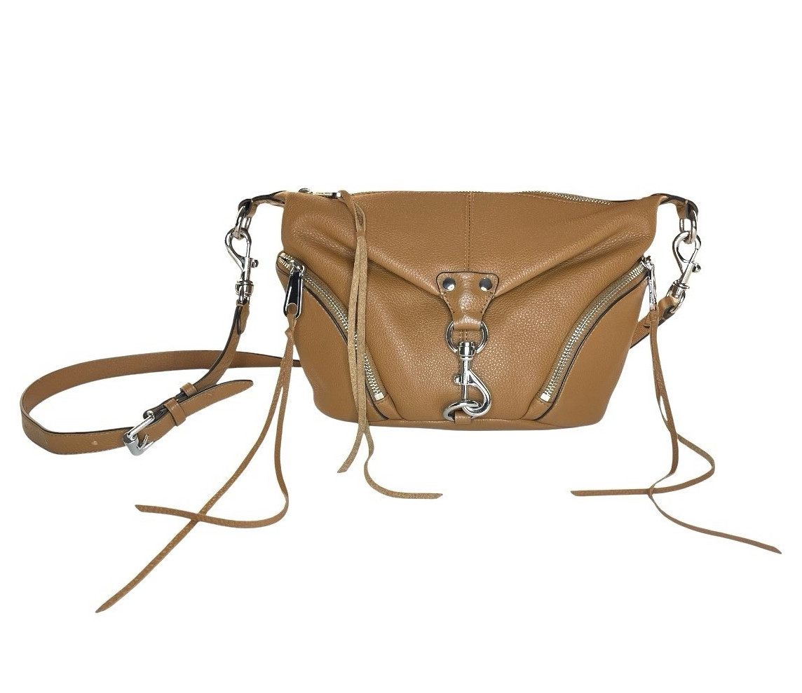 Rebecca Minkoff Small Julian Crossbody Bag Tan Silver Hardware Boho