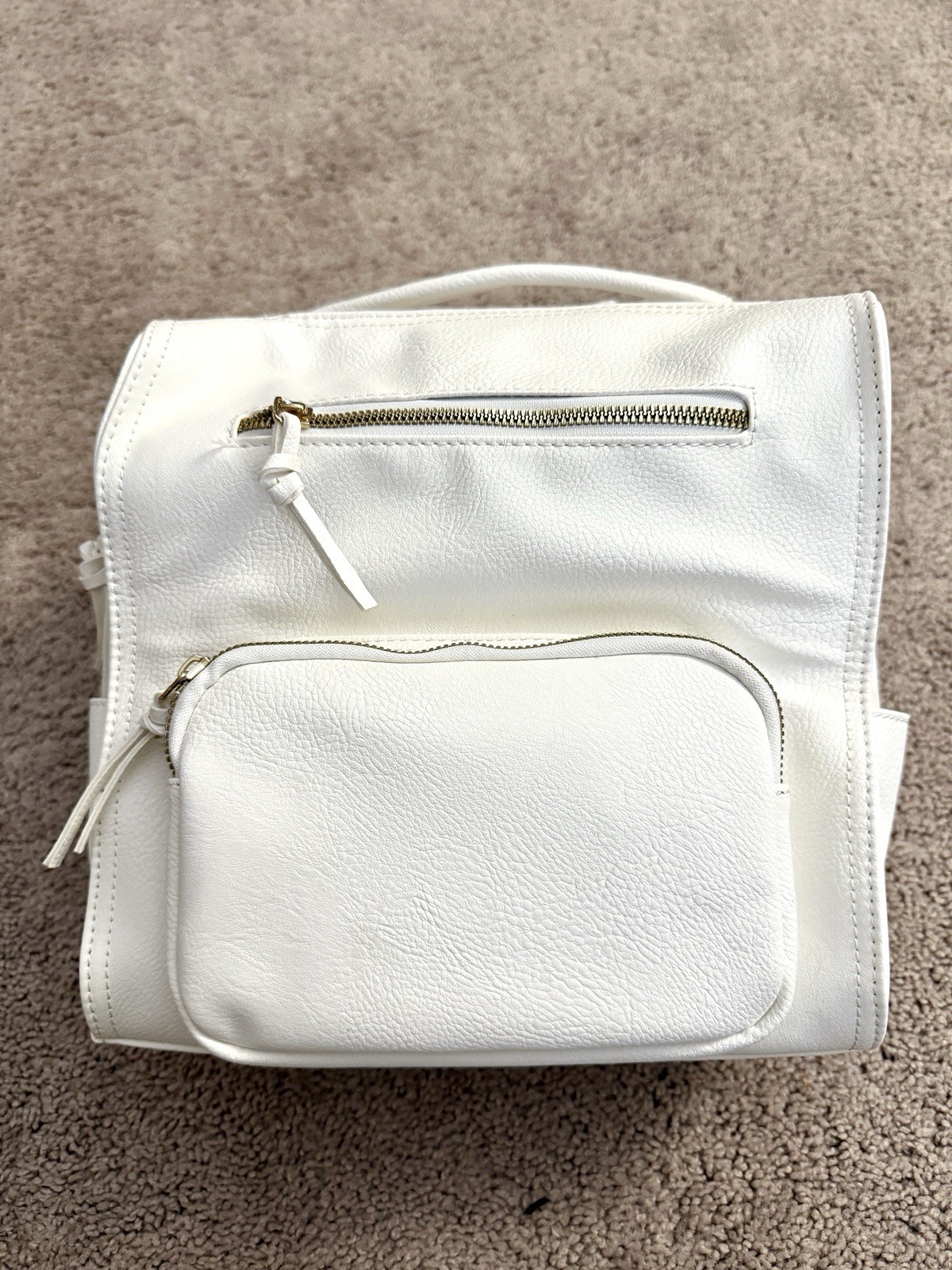 Metro Muse Backpack Women Medium White Vegan Leather Travel School Work Bag