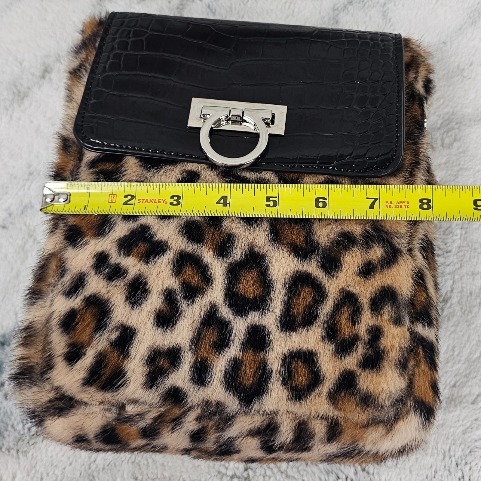 Dolls Kill Current Mood Leopard Crocodile Vegan Leather Faux Fur Crossbody Bag