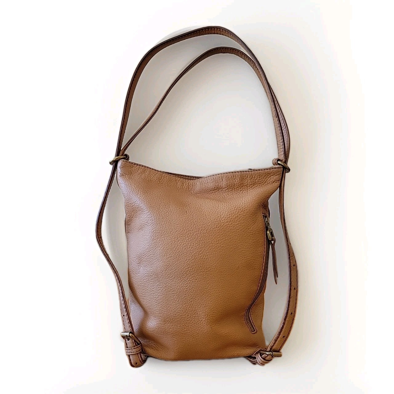 HOBO International Blaze Convertible Leather Backpack Tote Bag Camel