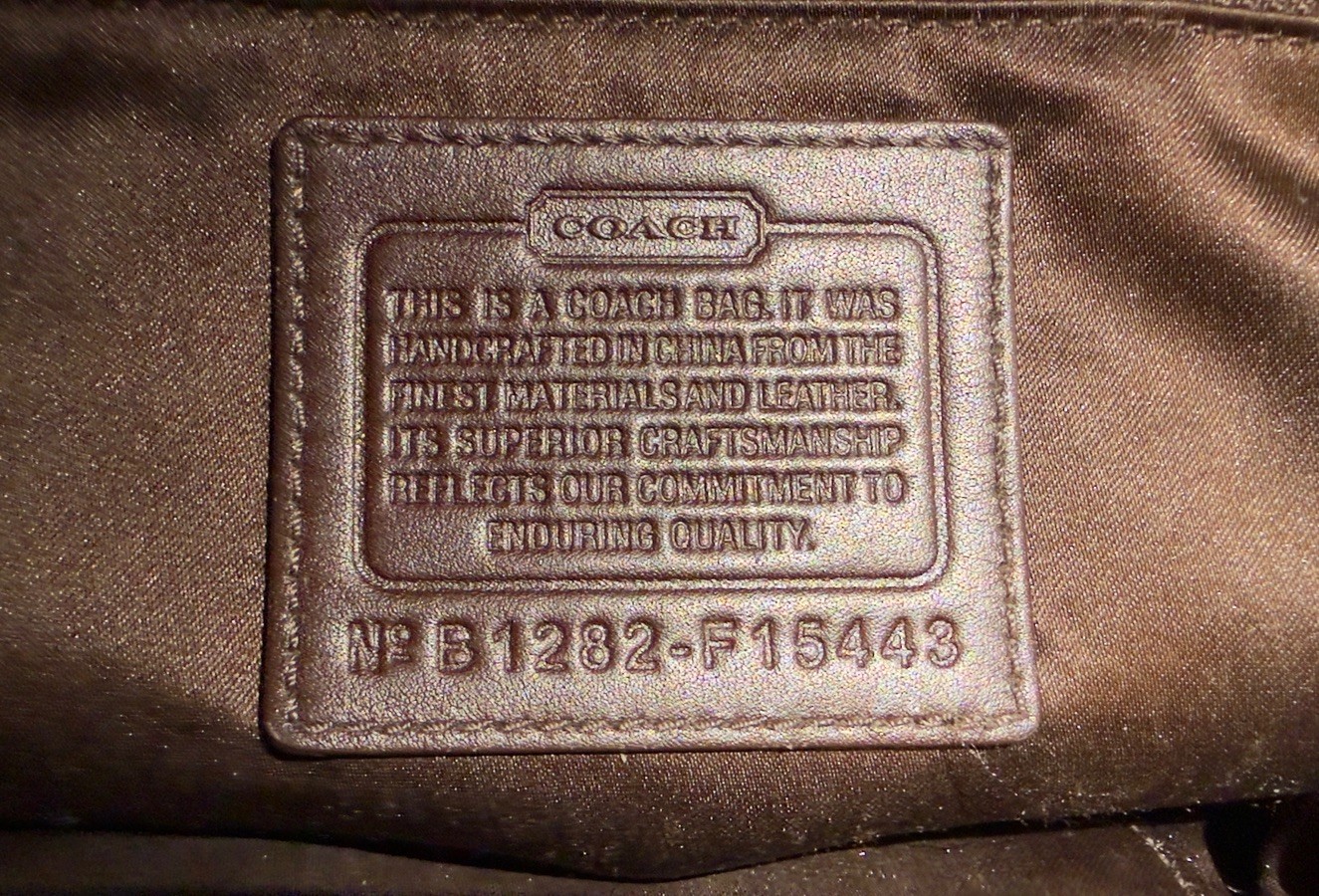 Vintage Coach Signature Logo Leather Satchel Bag Brown with matching wallet.
