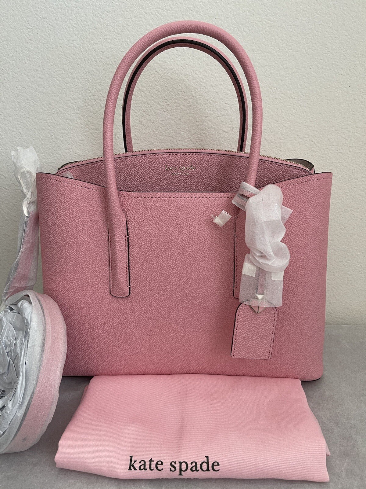 NWT Kate Spade Margaux Large Leather Satchel Bag $358 PXRUA160 Bright Carnation