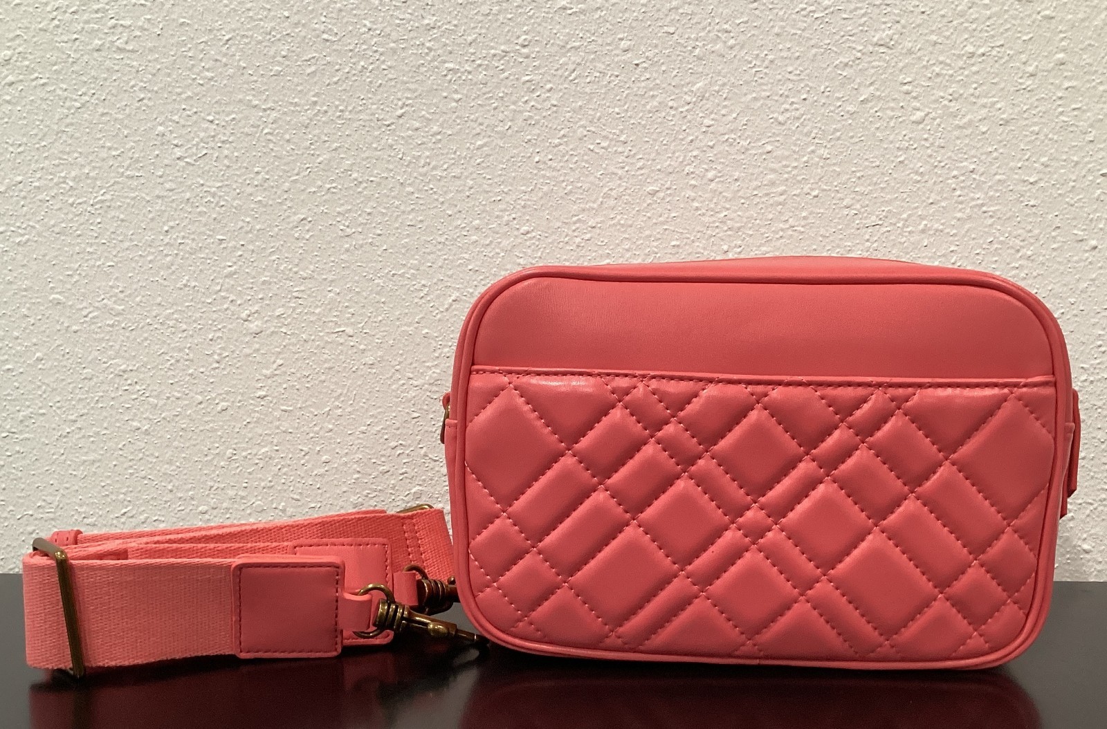 Kurt Geiger Set of 3 Brixton Pink Peach Leather Wallet MICRO Pink Glitter Fabric