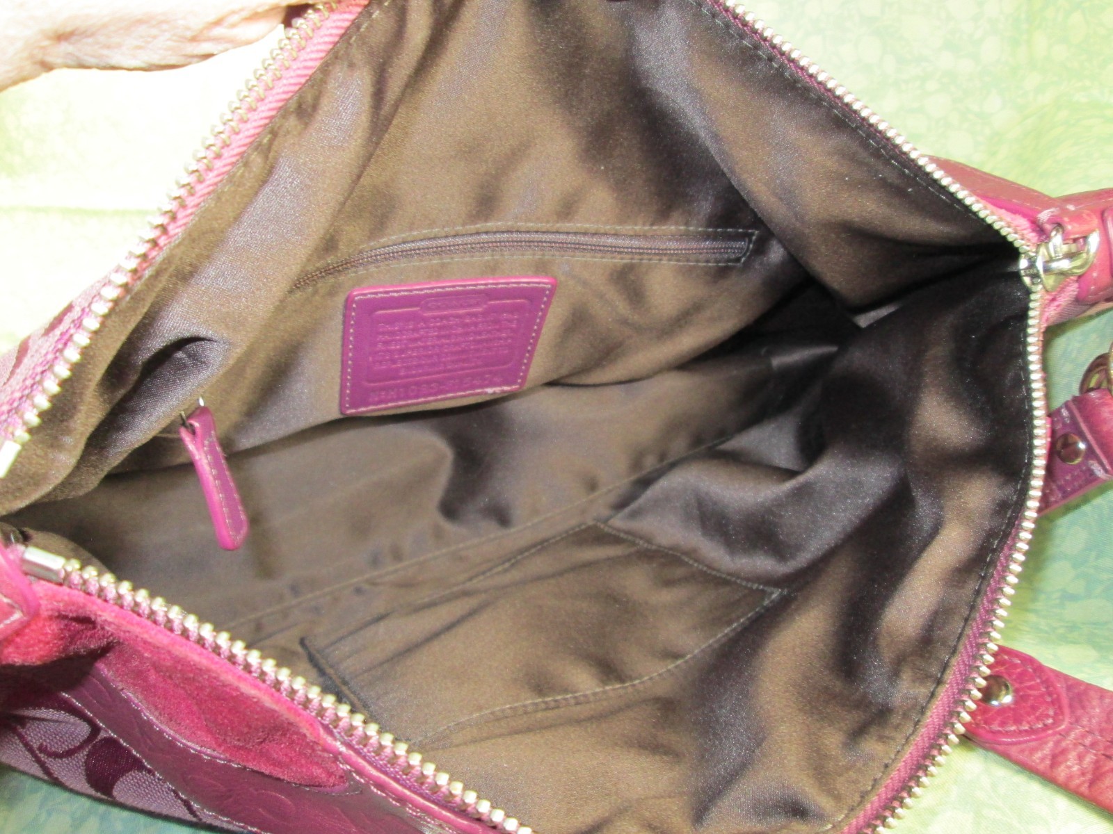 Authentic COACH Patchwork Ashley Satchel Handbag / F15474 / Fuchsia Plum Teal