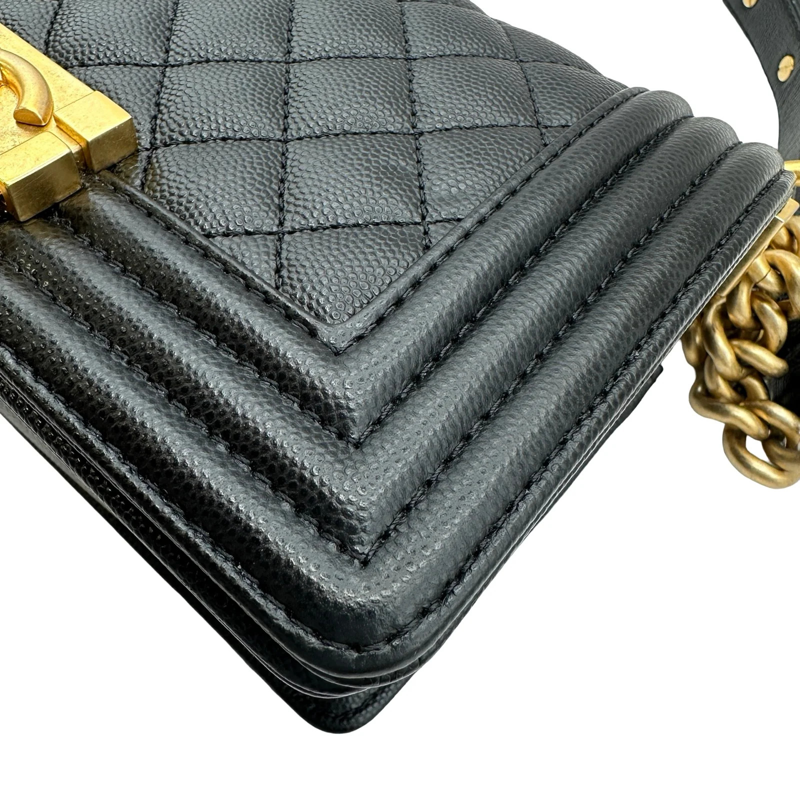 CHANEL Boy Bag 20 Black Caviarskin Shoulder Bag A67085 #OKB6879