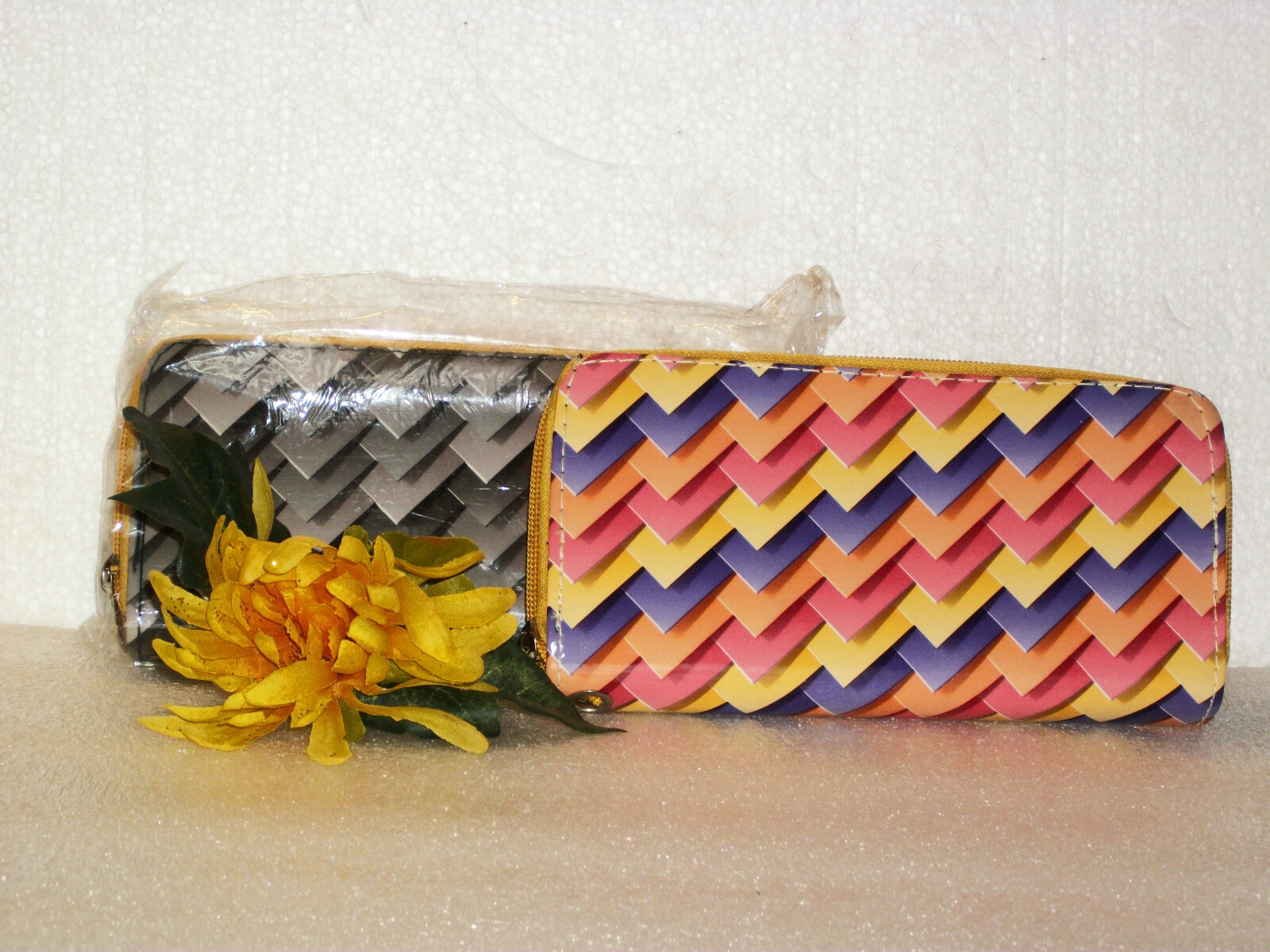 Lot of 2 Double Zipper Wallet – Clutch Bags 7 1/2″L x 3 3/4″H NWOT