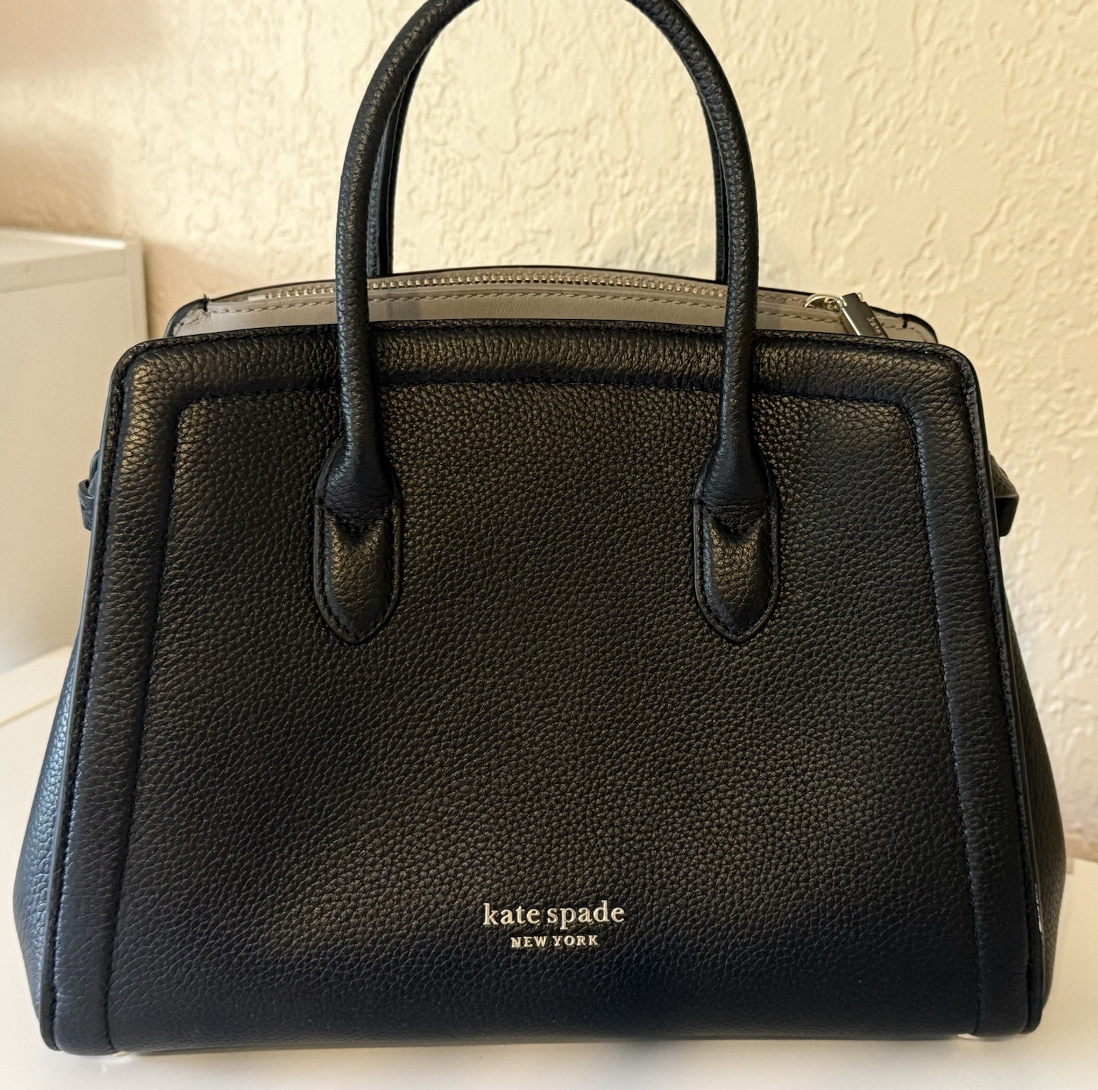 Kate Spade Knott Mini Satchel Black Pebbled Leather PXR00438 No Strap EUC