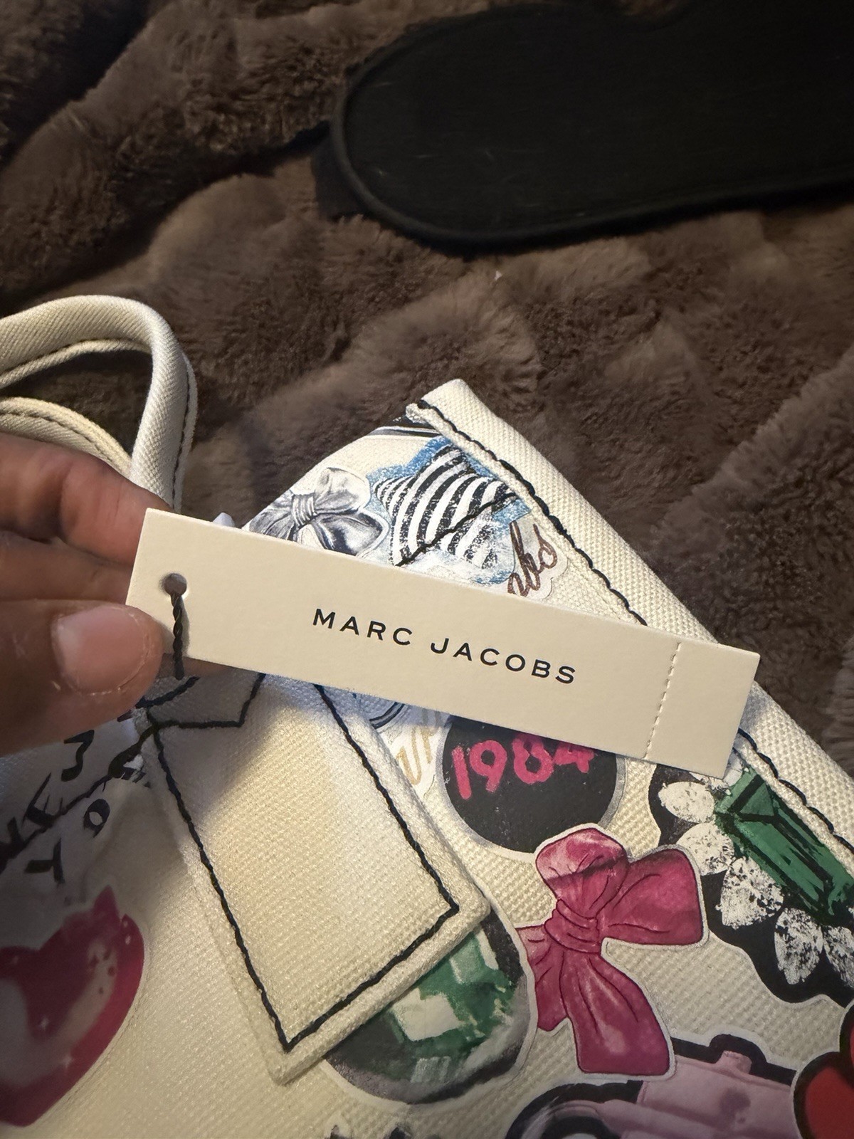 Marc Jacobs The Tote Bag Small White/Multicolor Graphic Print Tote w/ Strap