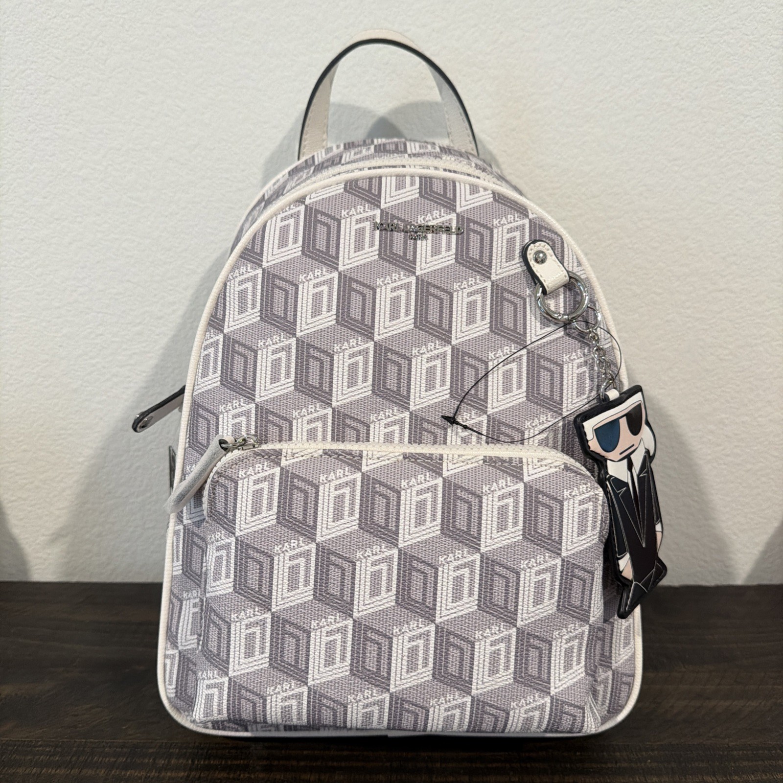 KARL LAGERFELD KHLOE BACKPACK & Flat-head KARL Key Chain-Fast Shipping! NWT