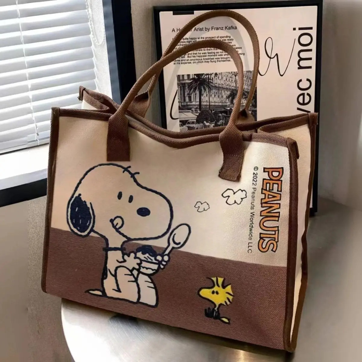 Snoopy Woodstock Cartoon Large Capacity Shoulder Commuter Tote Bag Creative Anim