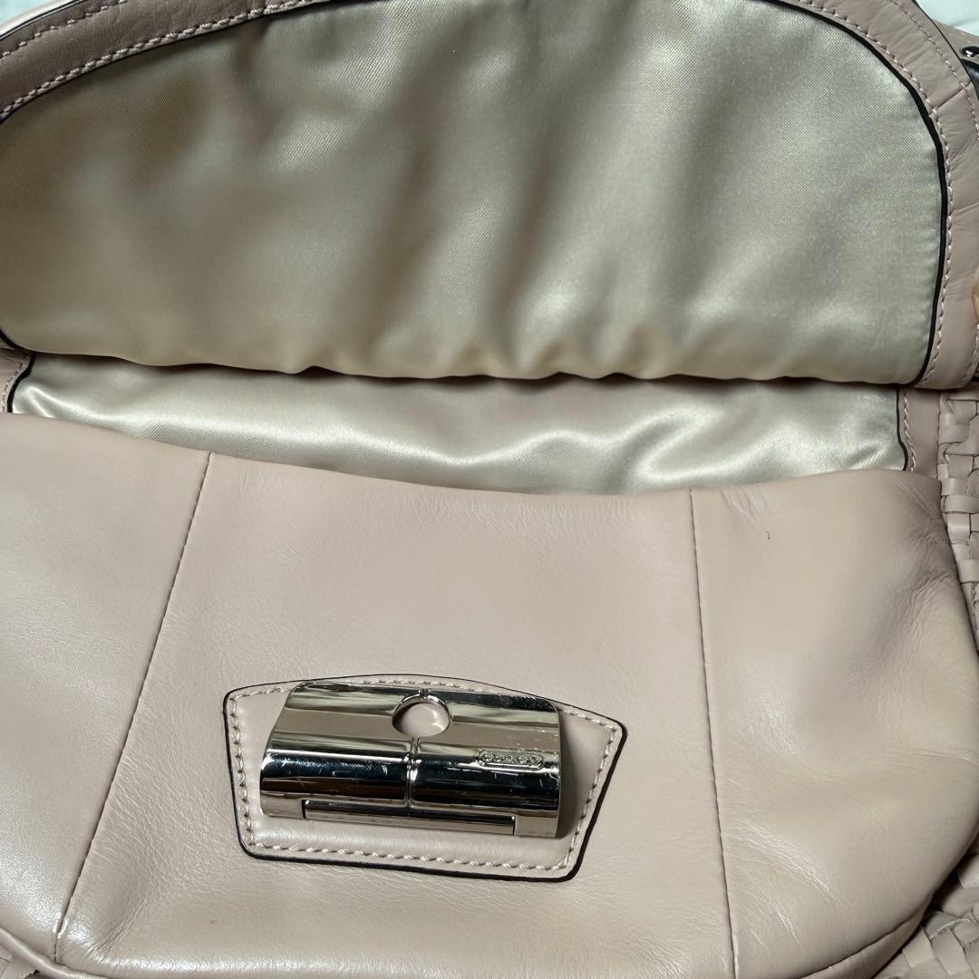 Coach Braided 2-Way Leather Bag 11.4 × 15.7 × 3.9 inches Used