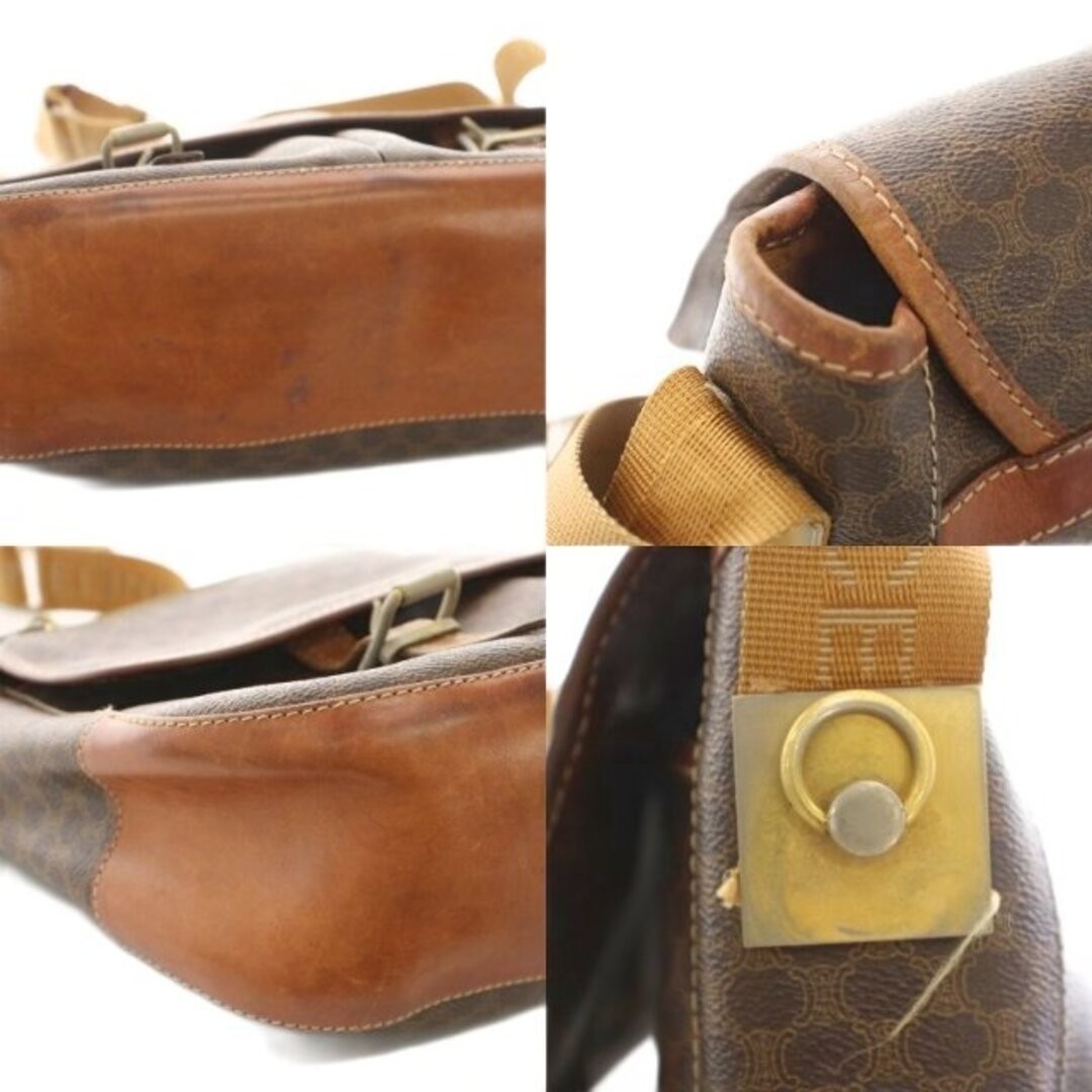 Celine Messenger Bag Shoulder Macadam Pattern PVC Leather Brown M09 YT26 Used 3d