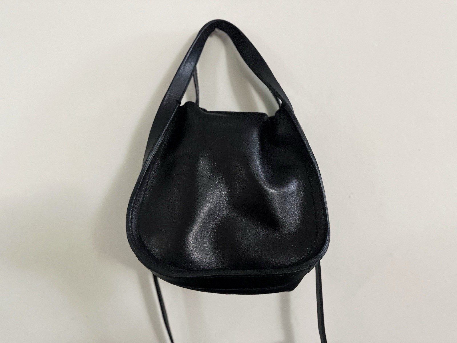 Madewell leather black crossbody bag preppy chic minimalist classic work boho S