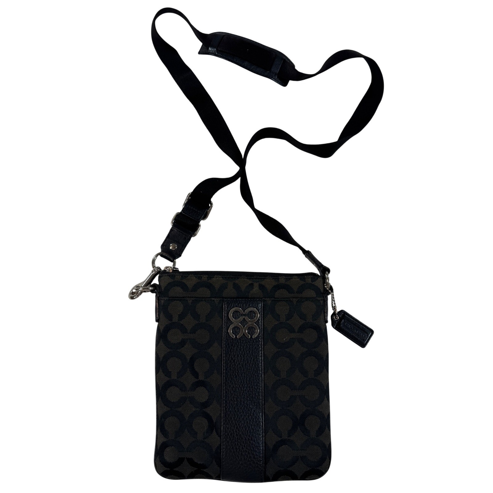 Coach Julia OP Art Swingpack/Crossbody Bag Black 44245 Small Messenger