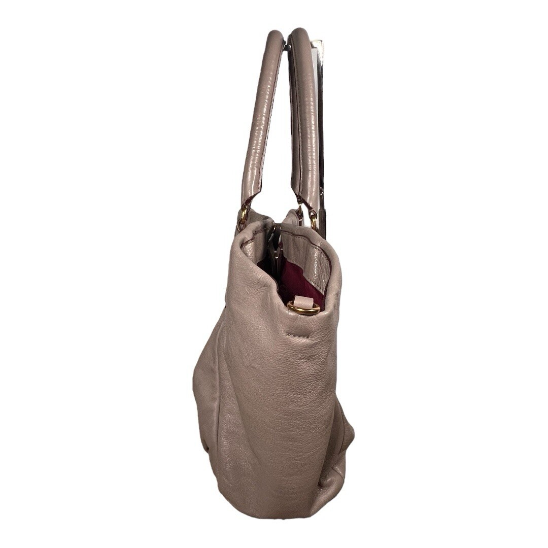 MARC by Marc Jacobs Classic Q Fran Satchel Bag Pebbled Leather Cement Gray