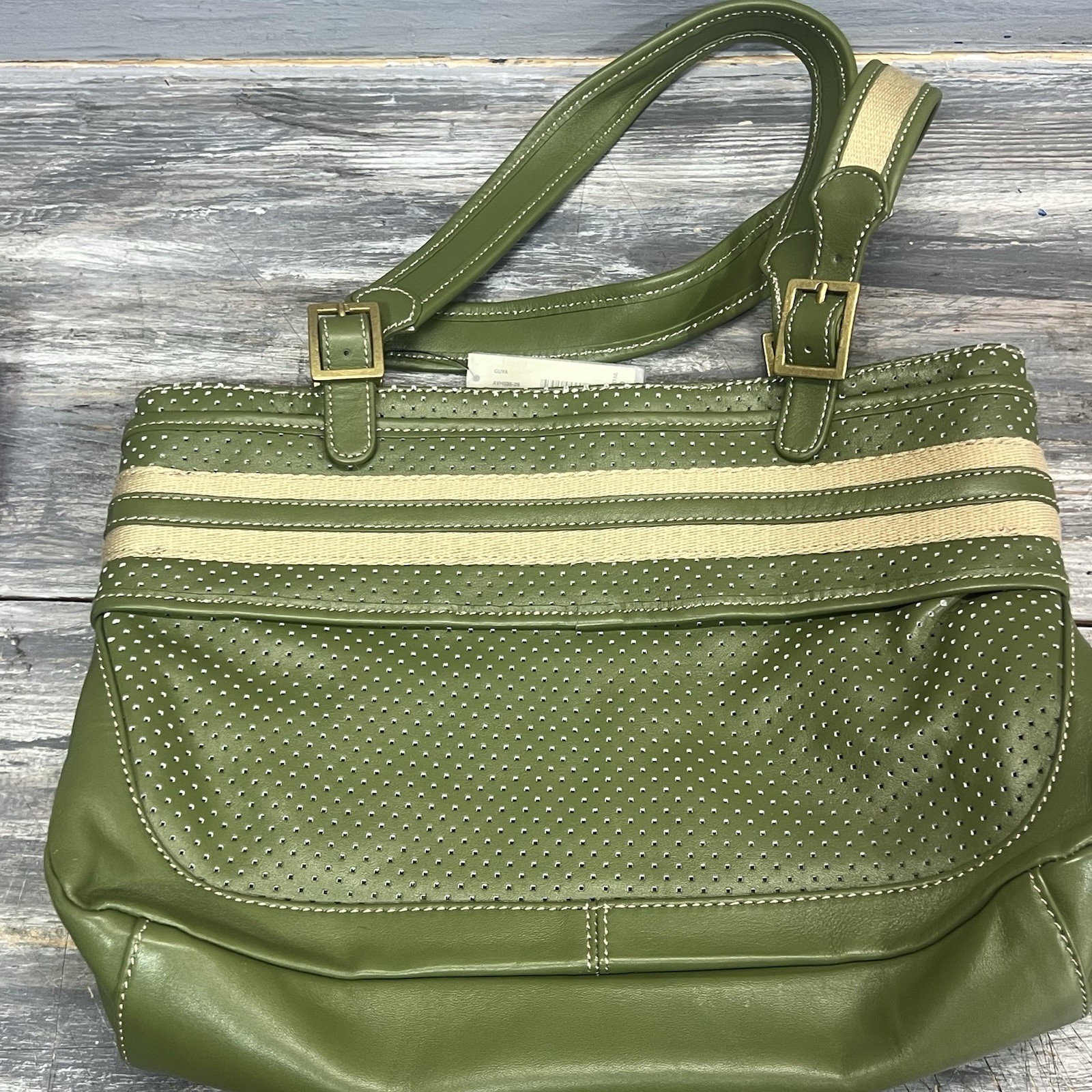 Adrienne Vittadini Jungle Green Print Leather Shoulder Bag Purse NWT New