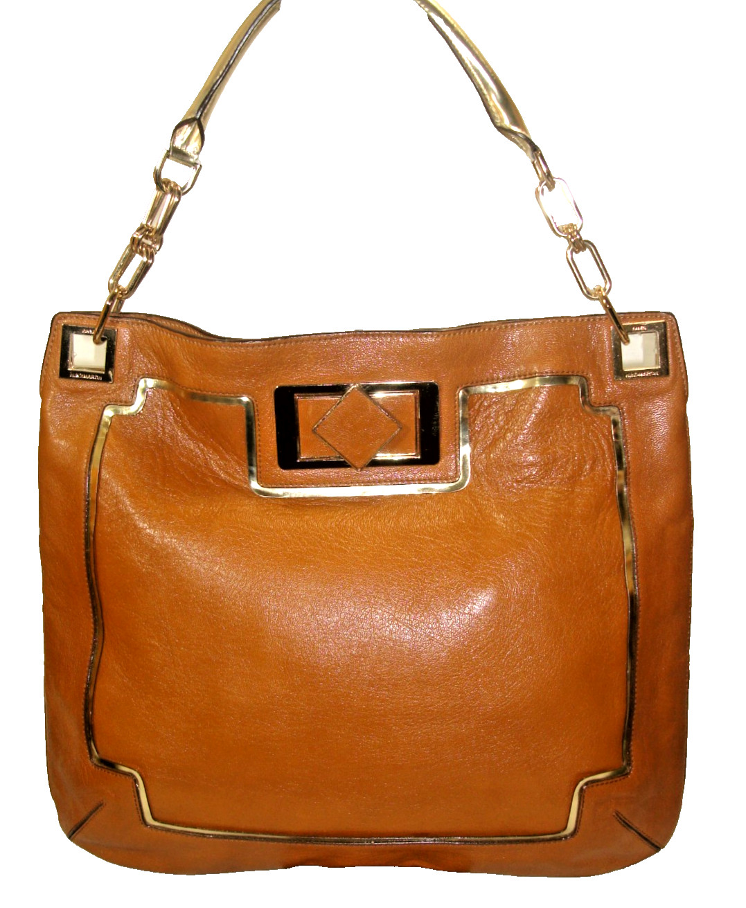 Anya Hindmarch Stunning Tan Soft Leather Gold Trim Suede Lined Shoulder Bag MINT
