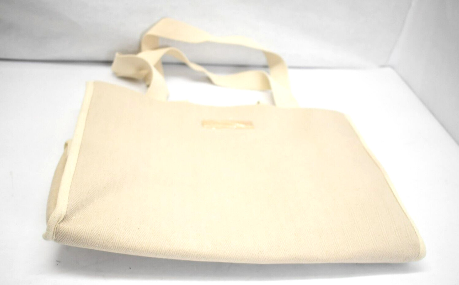 Intimissimi Beige Chevron Blended Fabric Canvas Tote Convertible Shoulder Bag