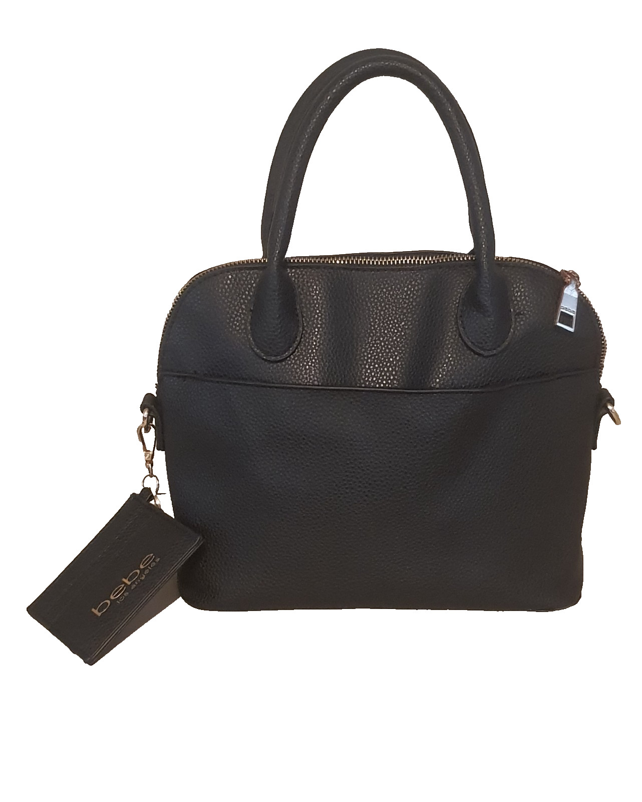 Bebe Fabiola Stamped Black Mini Dome with Card case Satchel
