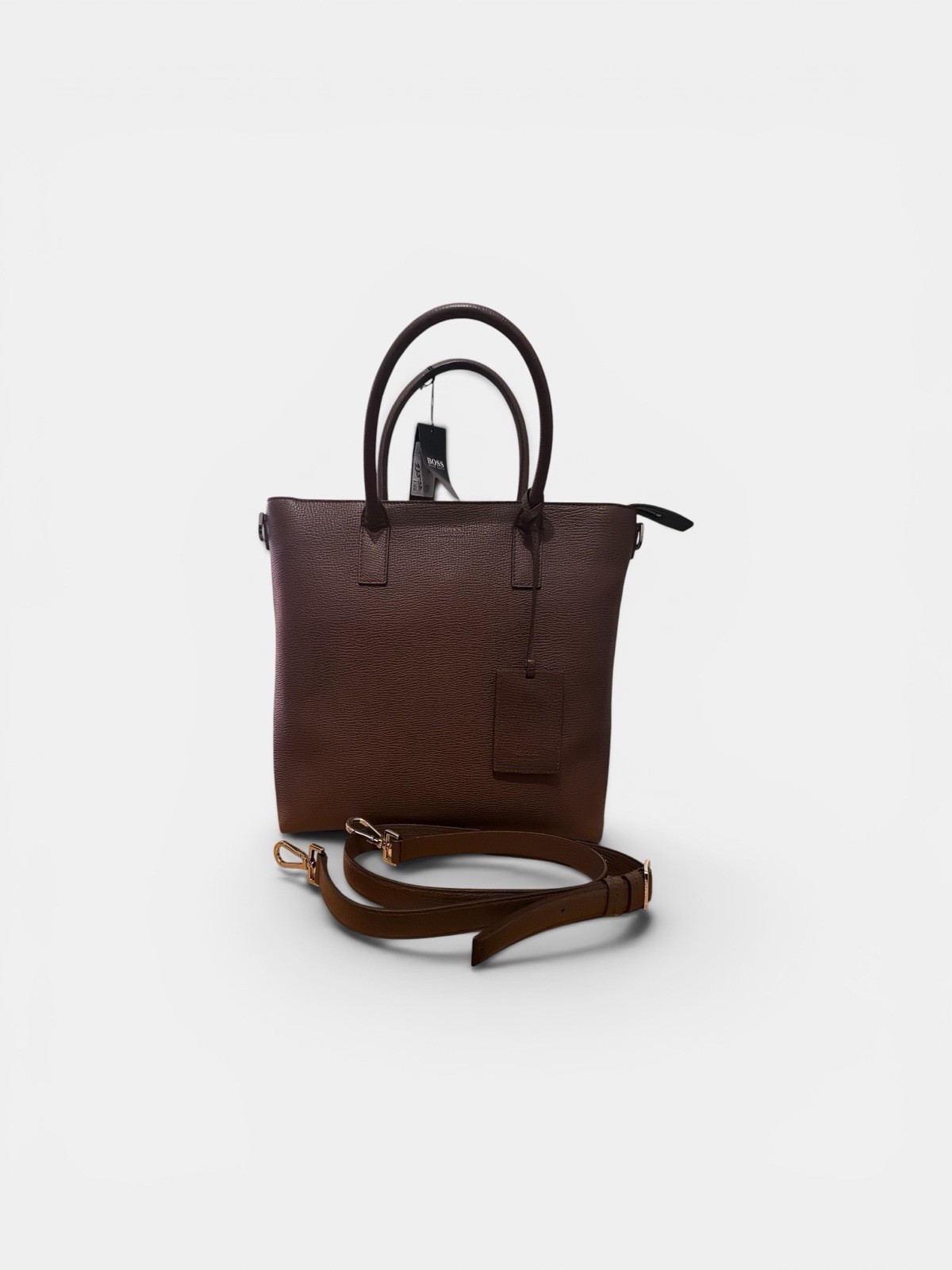 Boss Black Smooth Italian Leather Tote Bag – Brown – NWT
