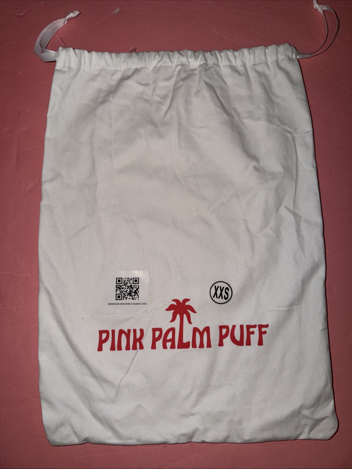 Pink Palm Puff DRAWBACK STRING DUSTER BAG ONLY 13×18 Cream White Hot Salmon Pink