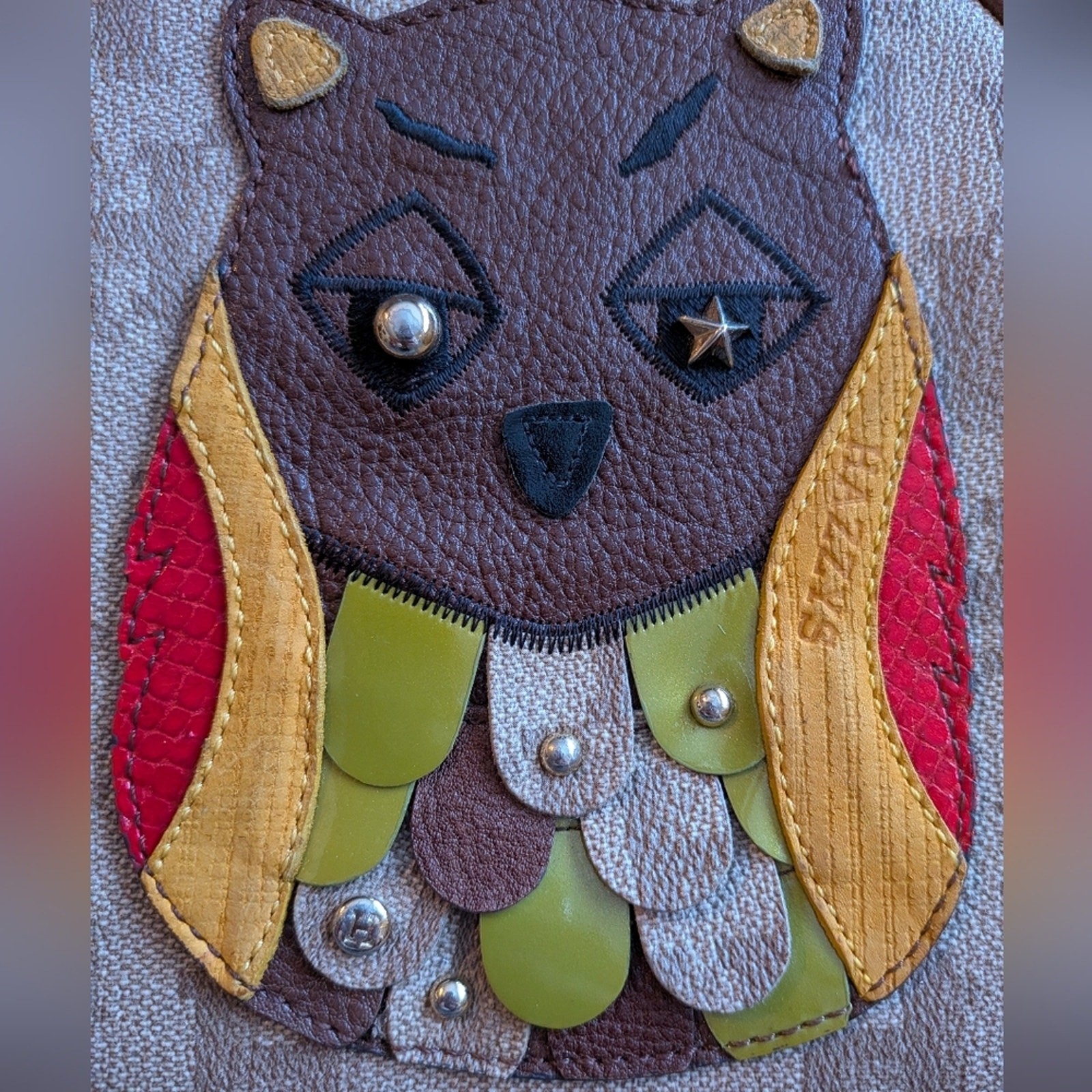 HAZZYS Whimsical Owl Round Crossbody Bag – Monogram Canvas & Leather