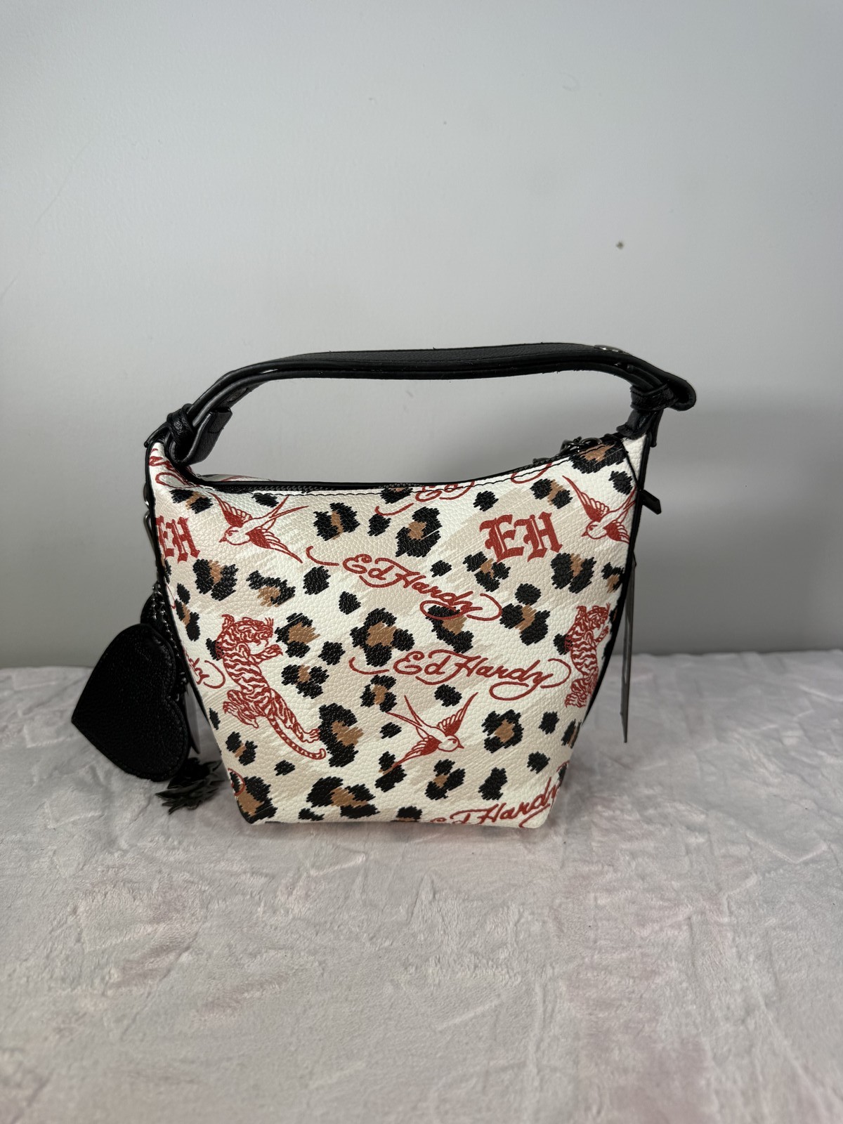 Ed Hardy Leopard Print Shoulder Bag with Charm