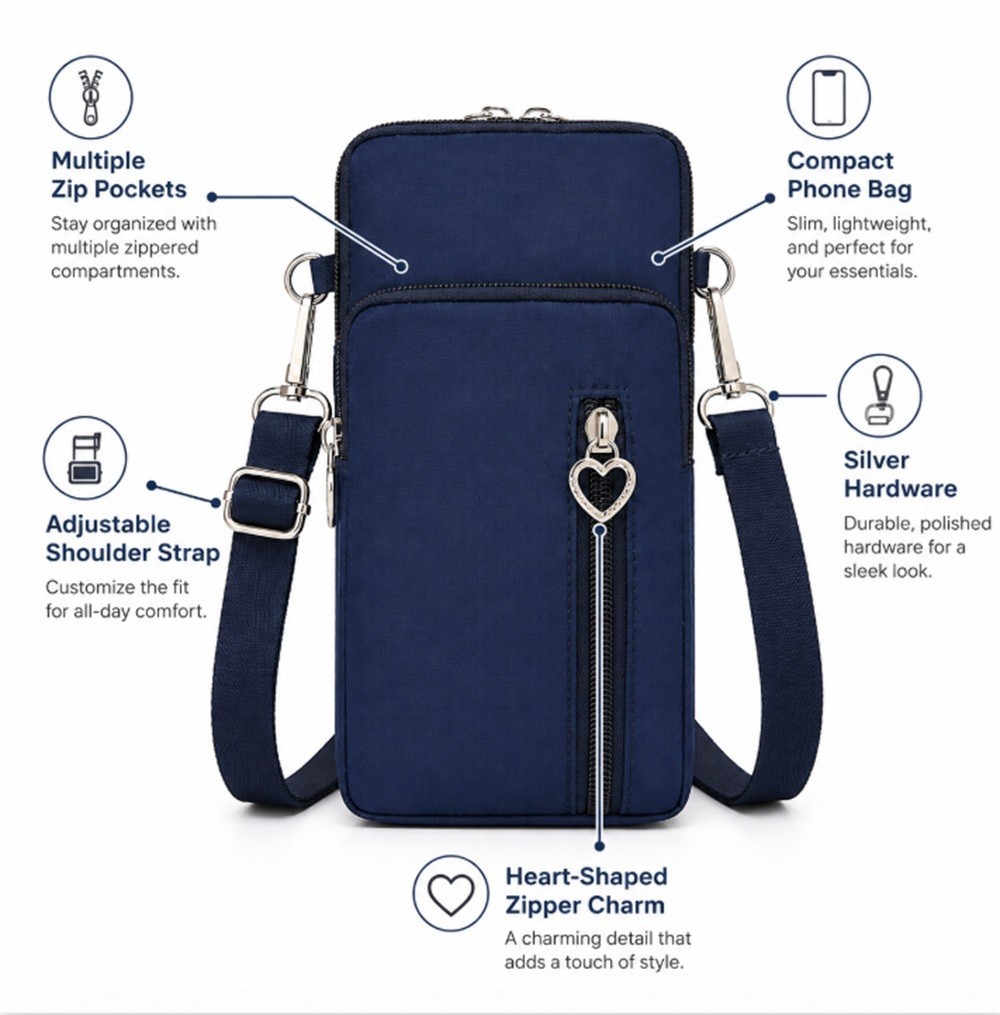 Mini Crossbody Cell Phone Bag Compact Shoulder Wallet Pouch Purse Holder