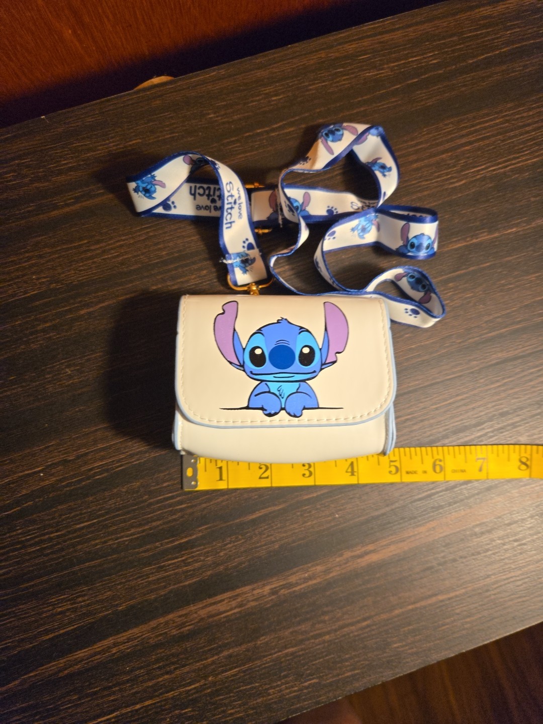 Stitch Synthetic Leather Mini (4 1/2 inches) Purse With Crossbody Strap White