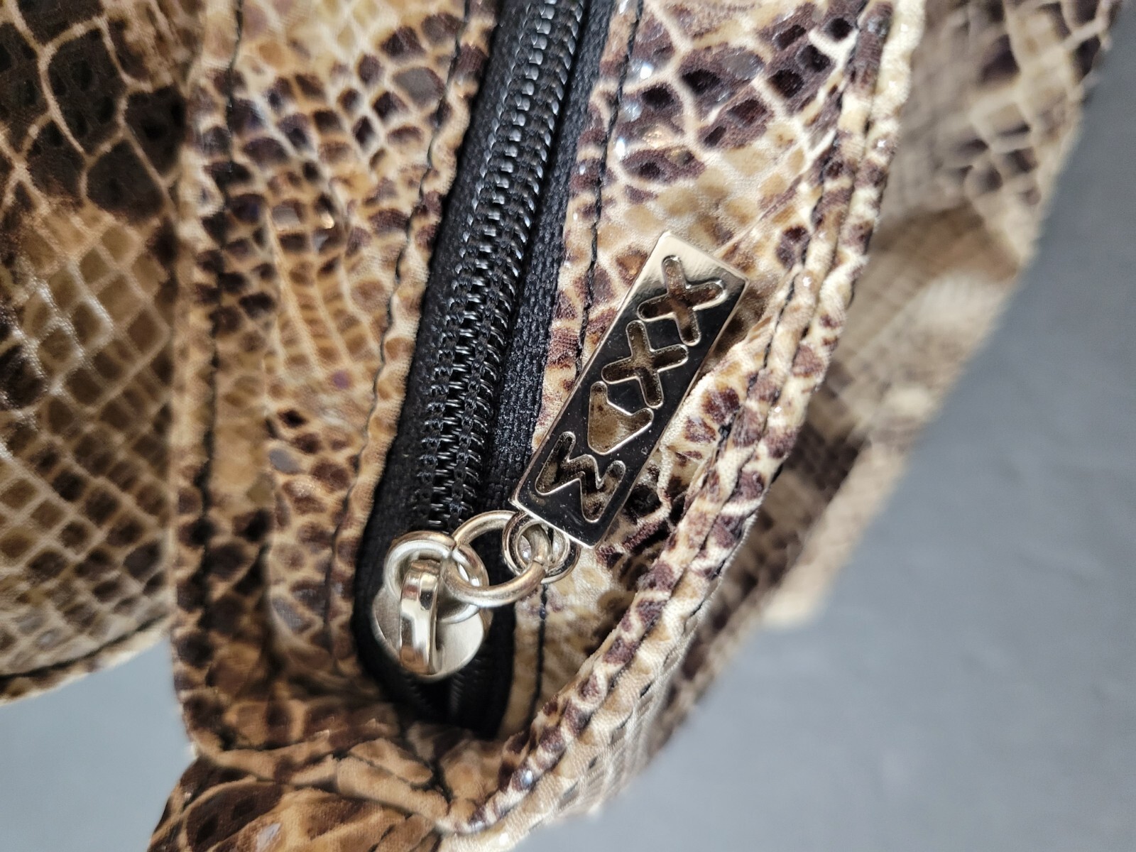 Maxx New York Shoulder Bag Purse Animal Print Faux Leather Shiny Soft