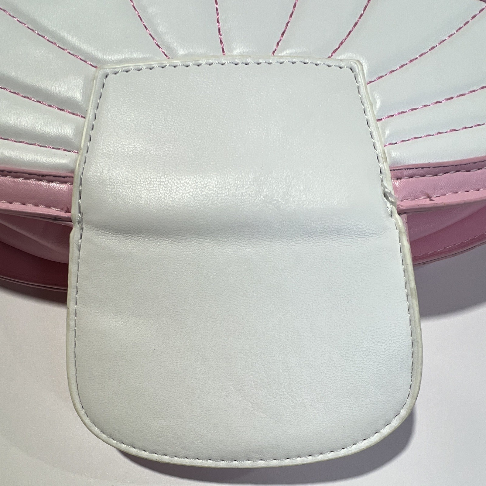 Pink & White Mushroom Shoulder Bag Purse, Zip, Silver Chain Strap, Black Lined
