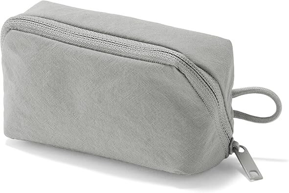 Muji Wrinkle nylon wide opening pouch S gray small makeup items organize JP