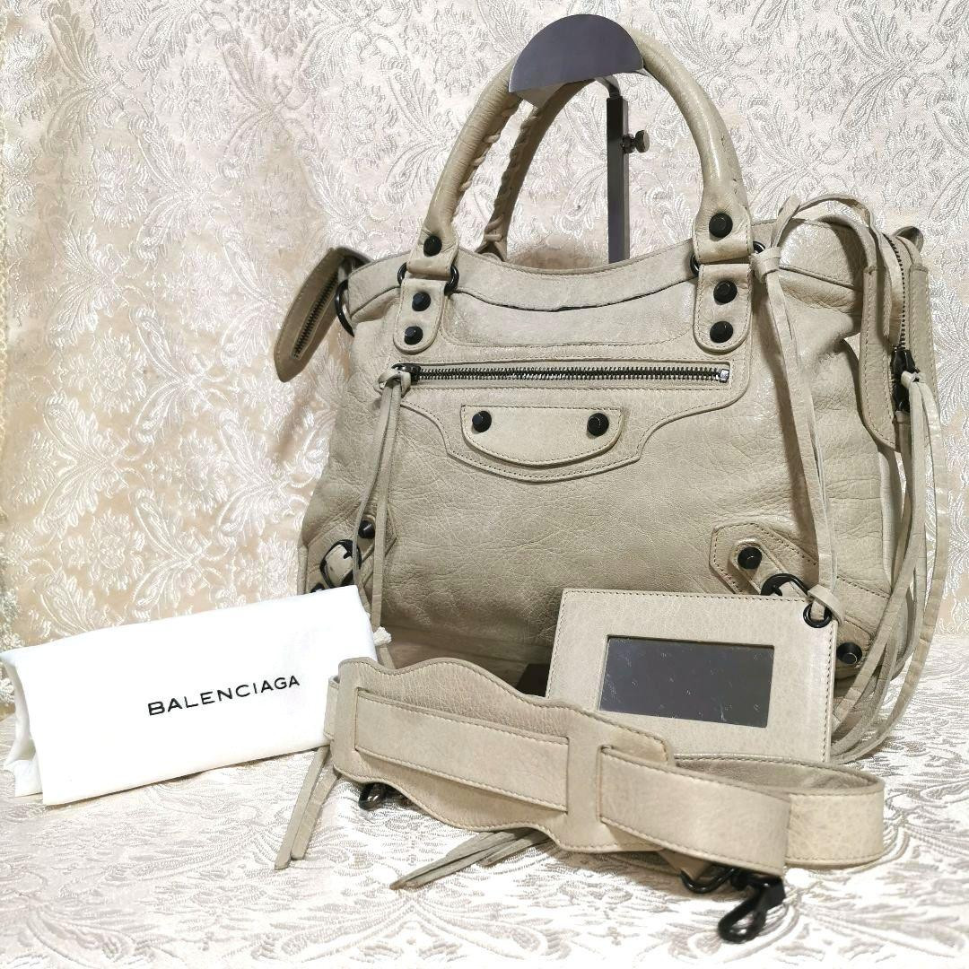 Balenciaga The Town 2Way Shoulder Handbag Leather 240579 Authentic