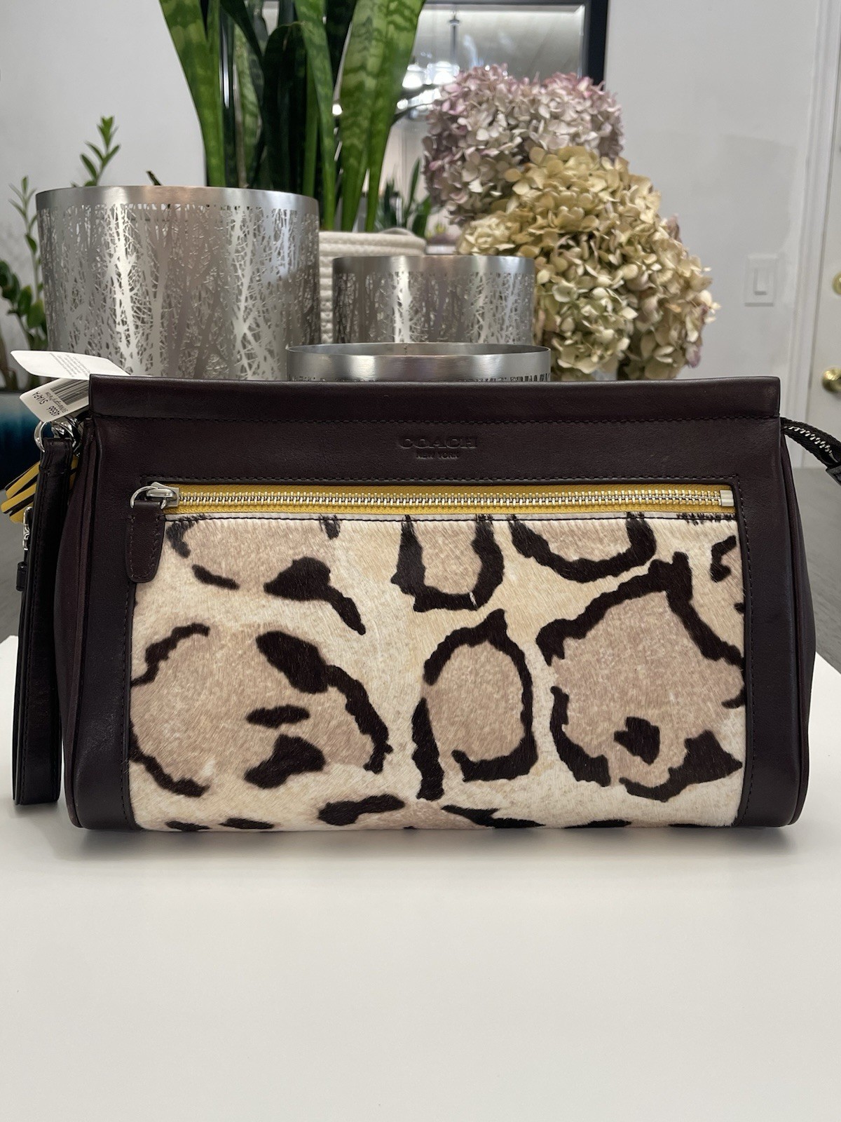 Coach Leopard Haircalf Leather Wristlet/Clutch, Style