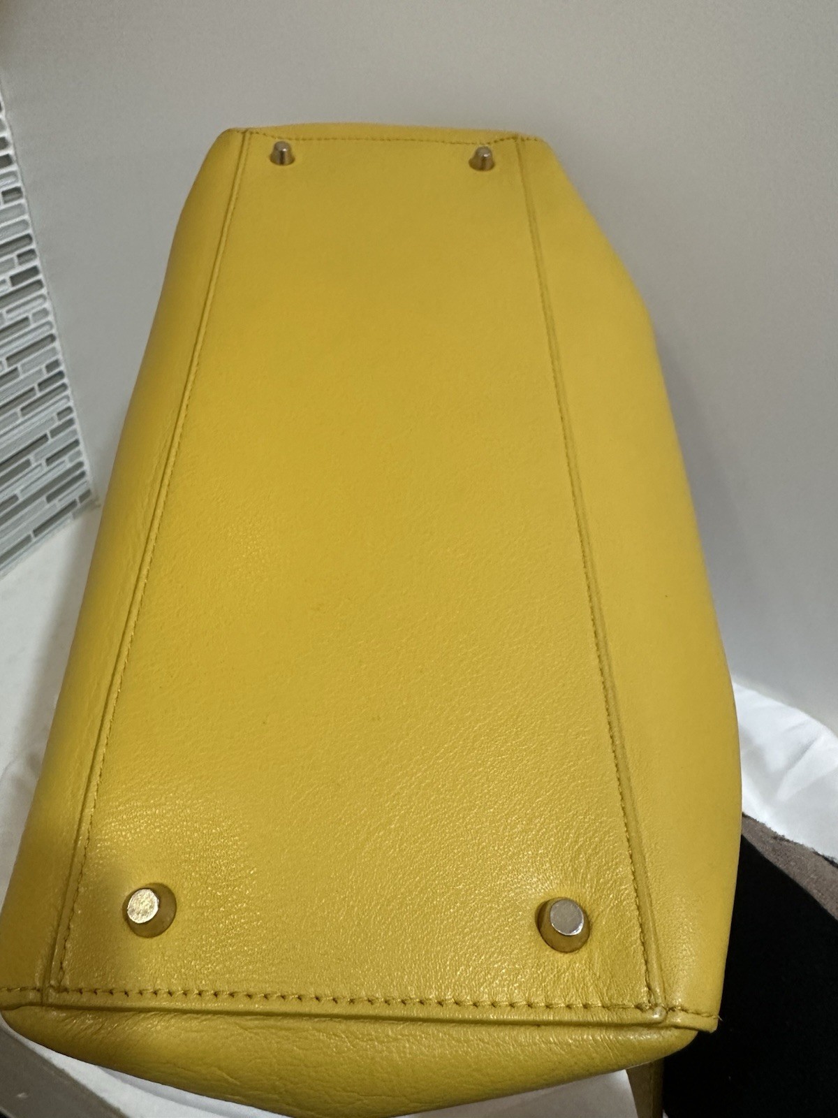 Furla Twiggy Medium Boston Shoulder Mustard Yellow Leather 32x25cm Rare
