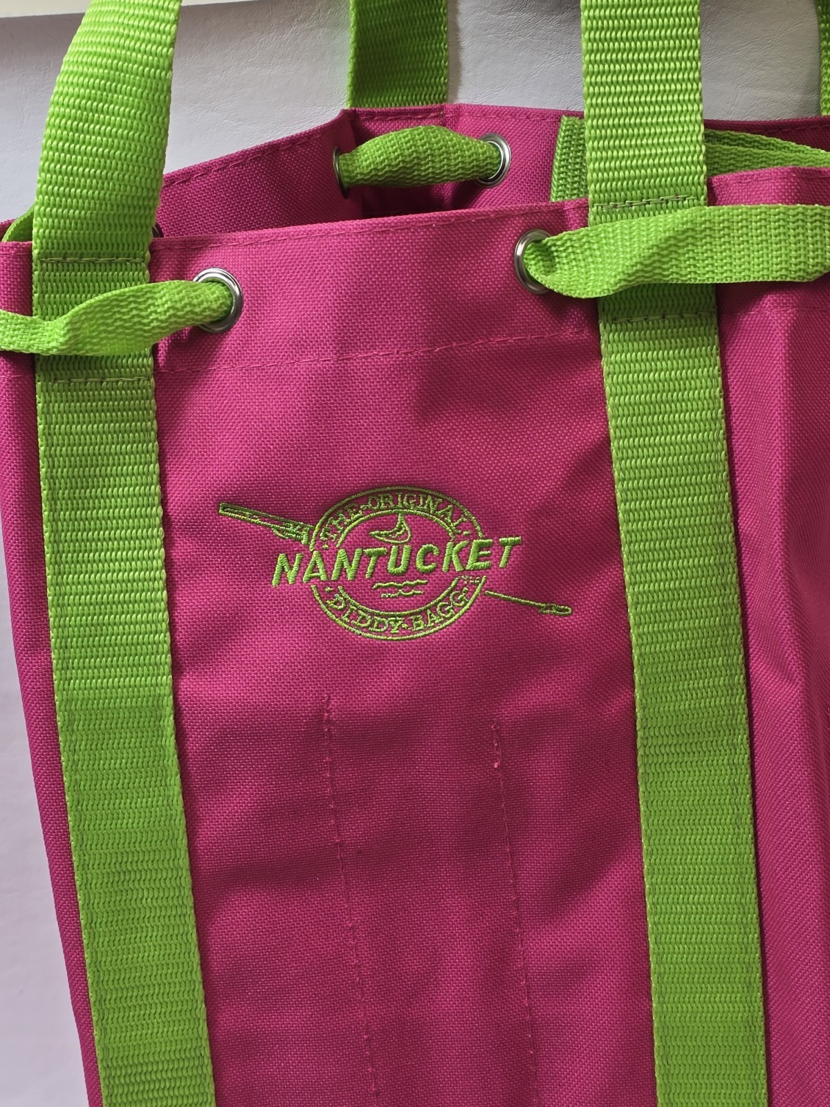 Reversible Knitting Bag Original Nantucket Diddy Bag Tall Pink Canvas